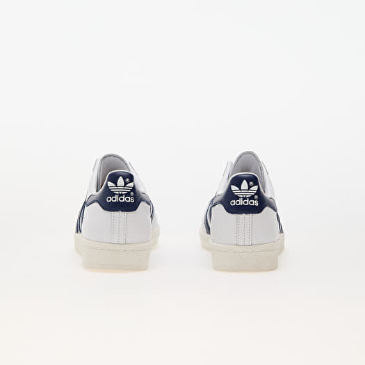Adidas superstar white and navy blue clearance