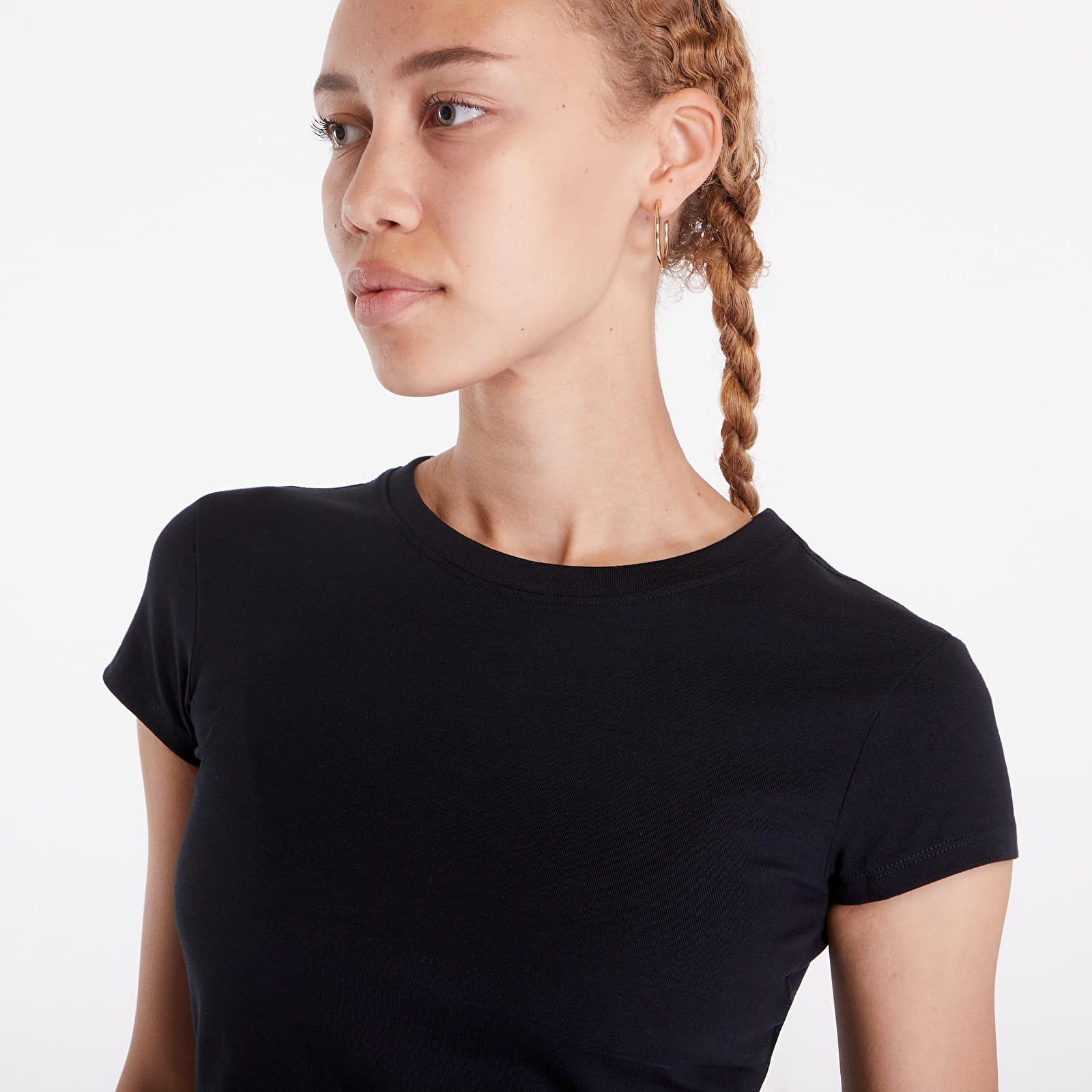 T-Shirts Urban Classics Ladies Stretch Jersey Cropped Tee Black