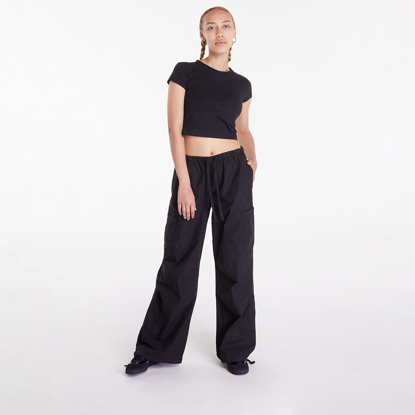 T-Shirts Urban Classics Ladies Stretch Jersey Cropped Tee Black
