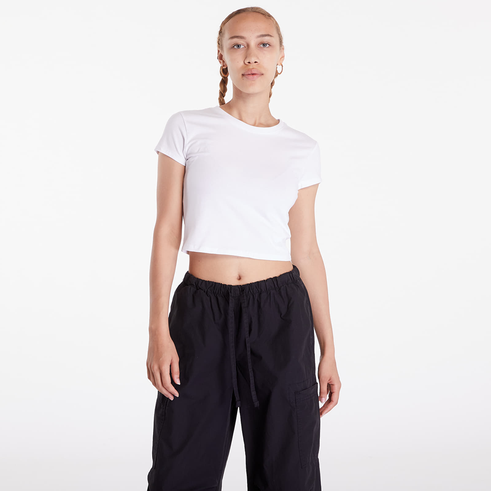T-shirts Urban Classics Ladies Stretch Jersey Cropped Tee White