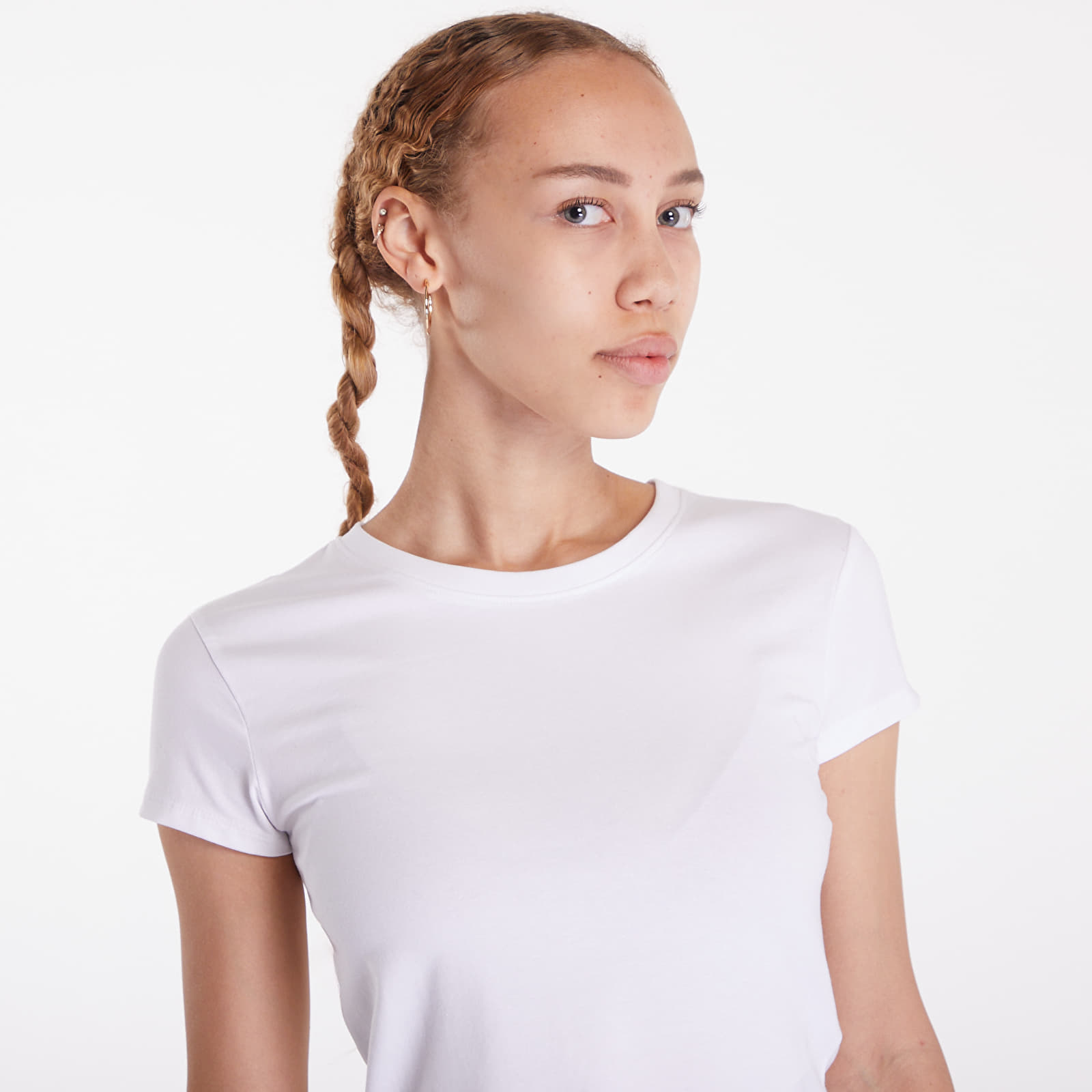 T-shirts Urban Classics Ladies Stretch Jersey Cropped Tee White