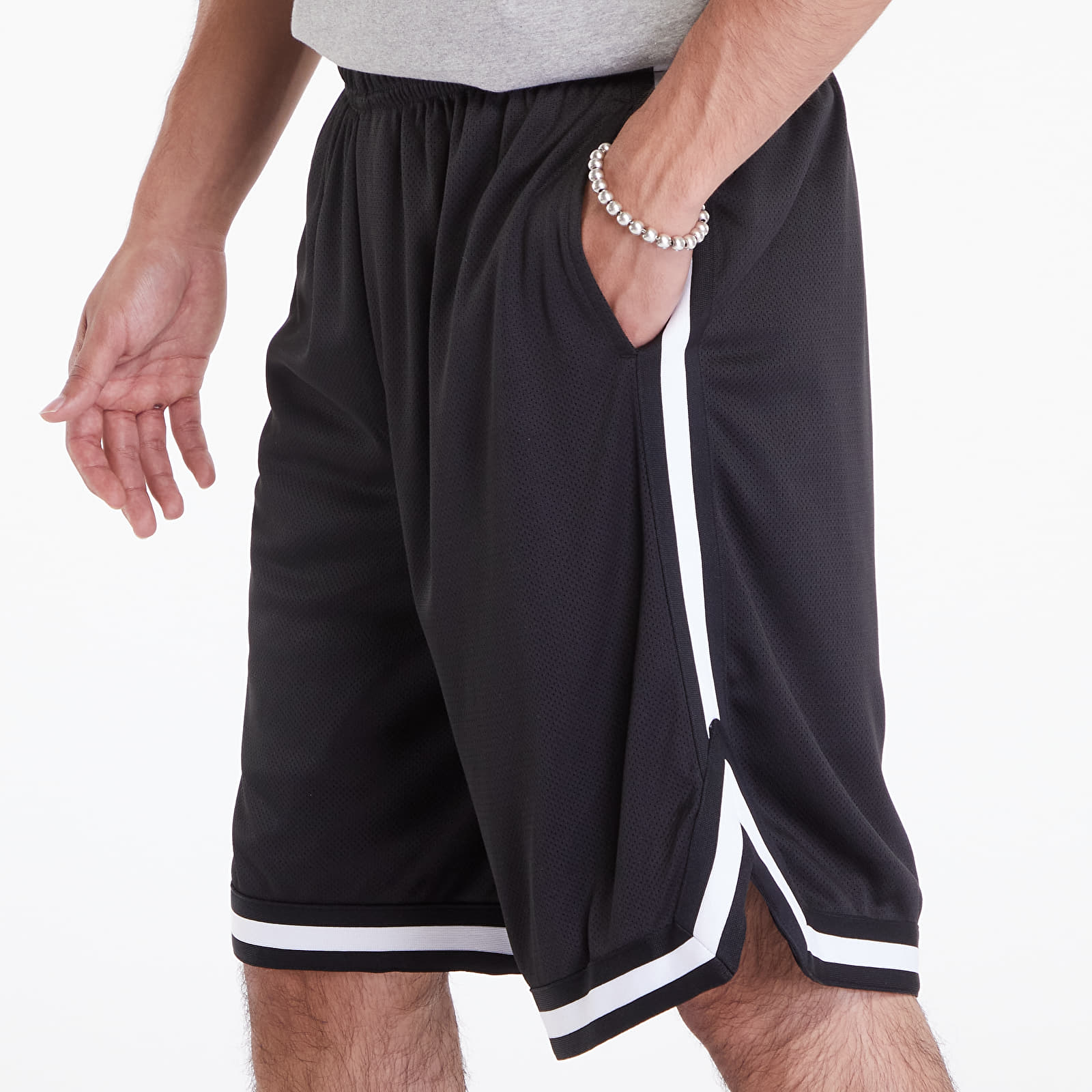 Shorts Urban Classics Stripes Mesh Shorts Black/ Black/ White