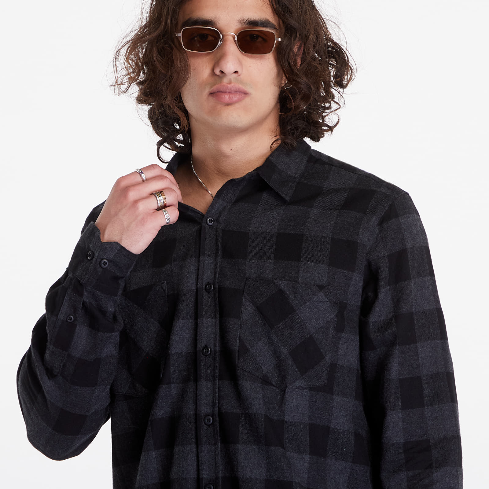 Särgid Urban Classics Checked Flanell Shirt Grey / Black