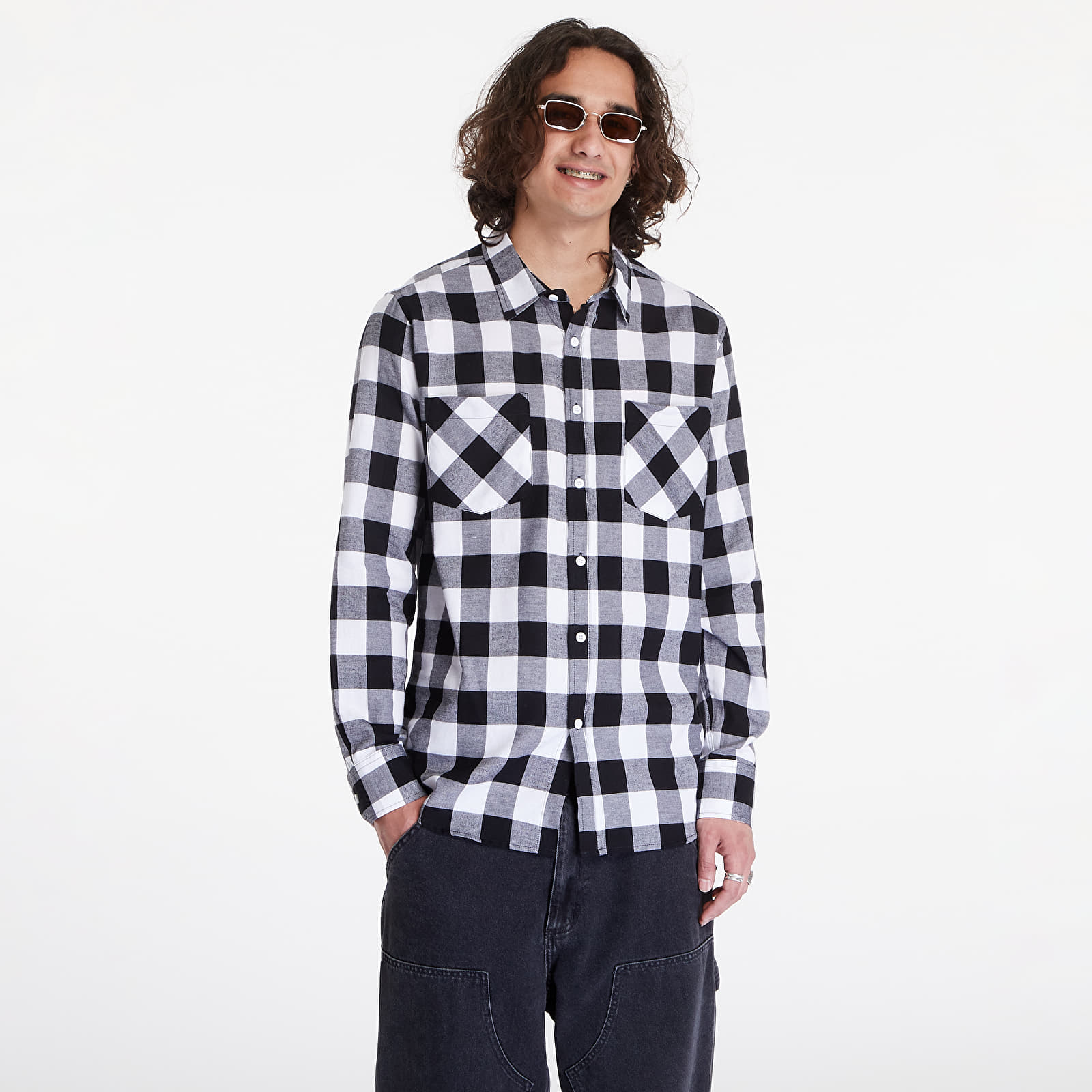 Košile Urban Classics Checked Flanell Shirt Black/ White