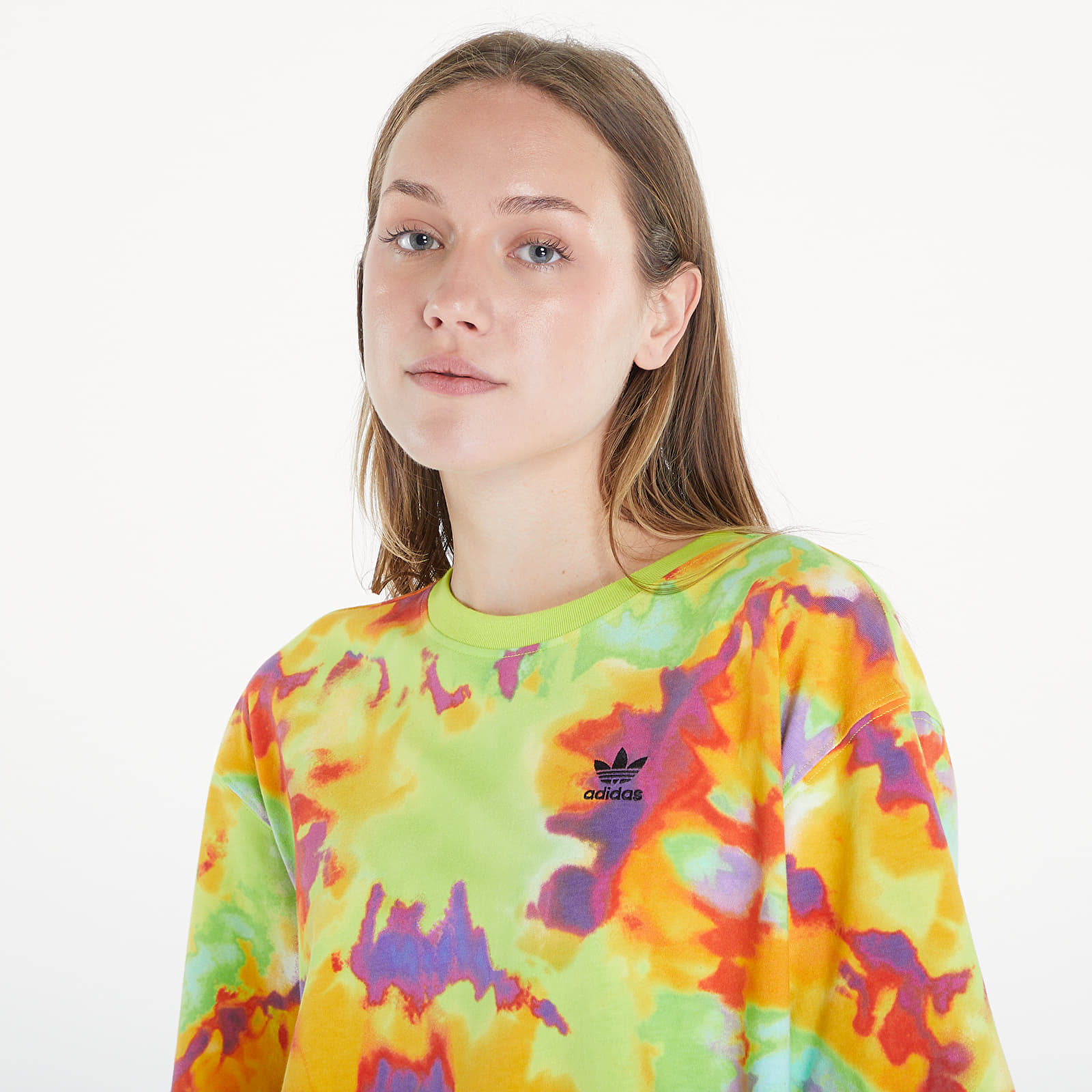 Tricou adidas Tie-Dyed Oversized Short Sleeve Tee Yellow/ Multicolor - 1 | YEO