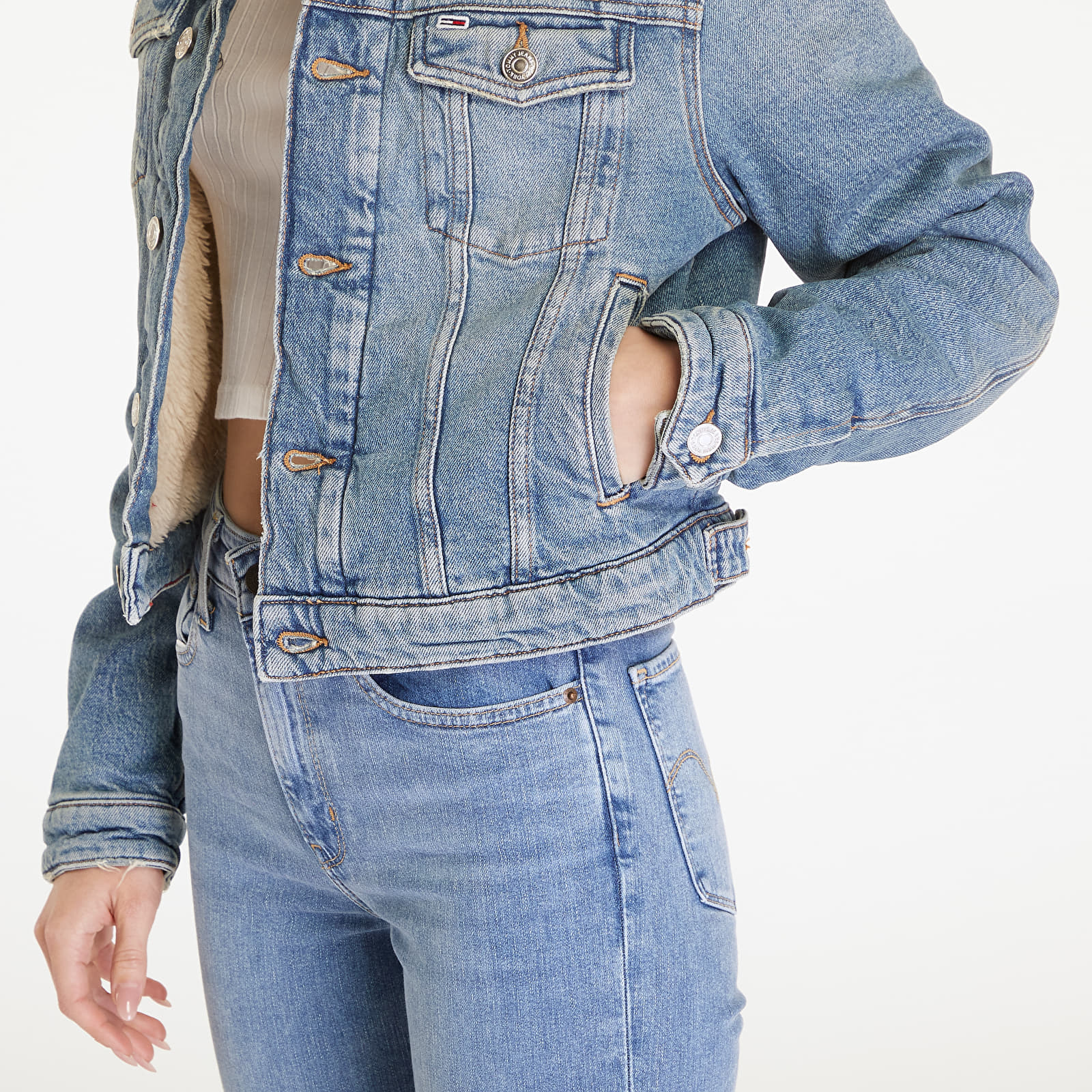 Dámské bundy Tommy Jeans Izzie Slm Jacket Ted Denim