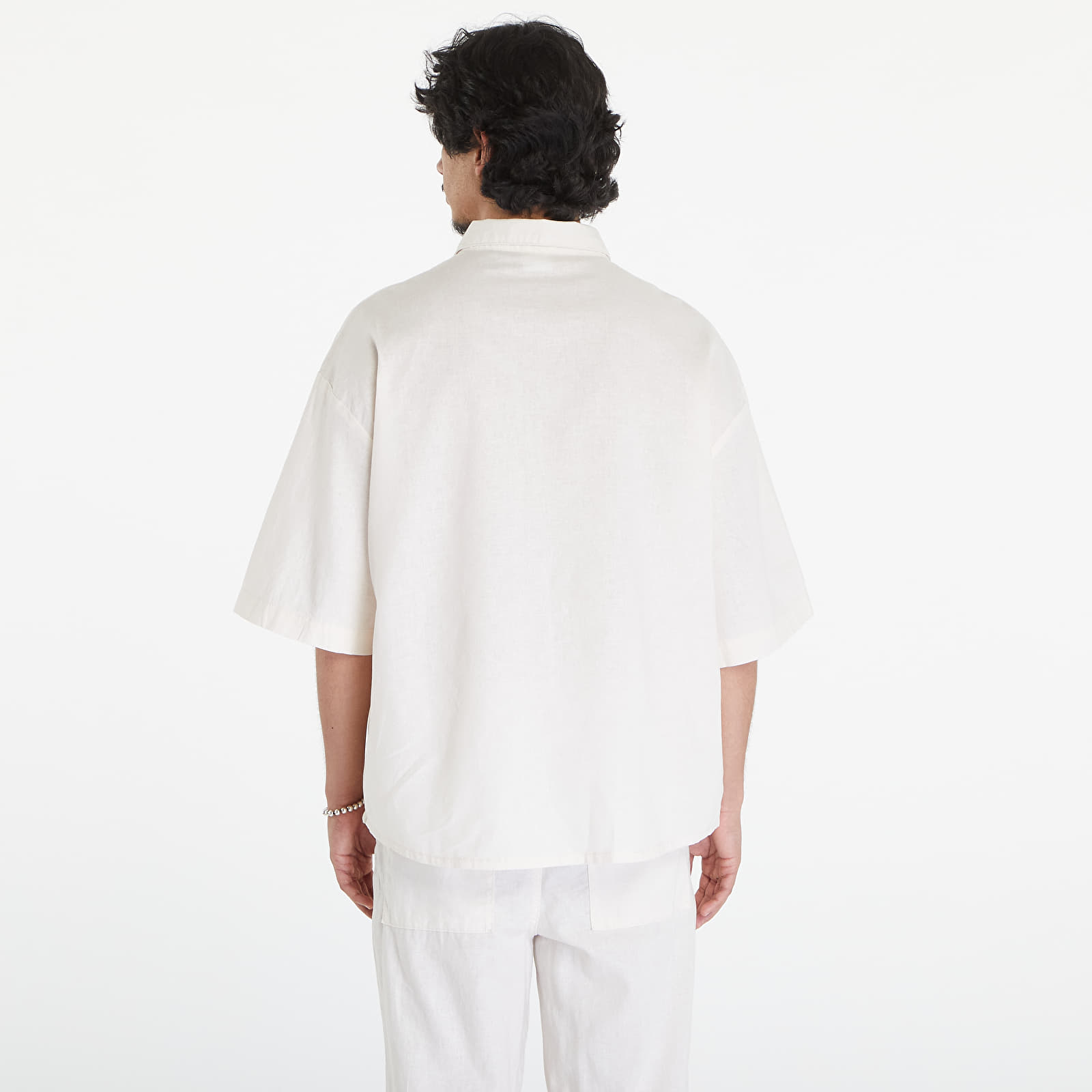 Hemden Urban Classics Boxy Cotton Linen Shirt White Sand