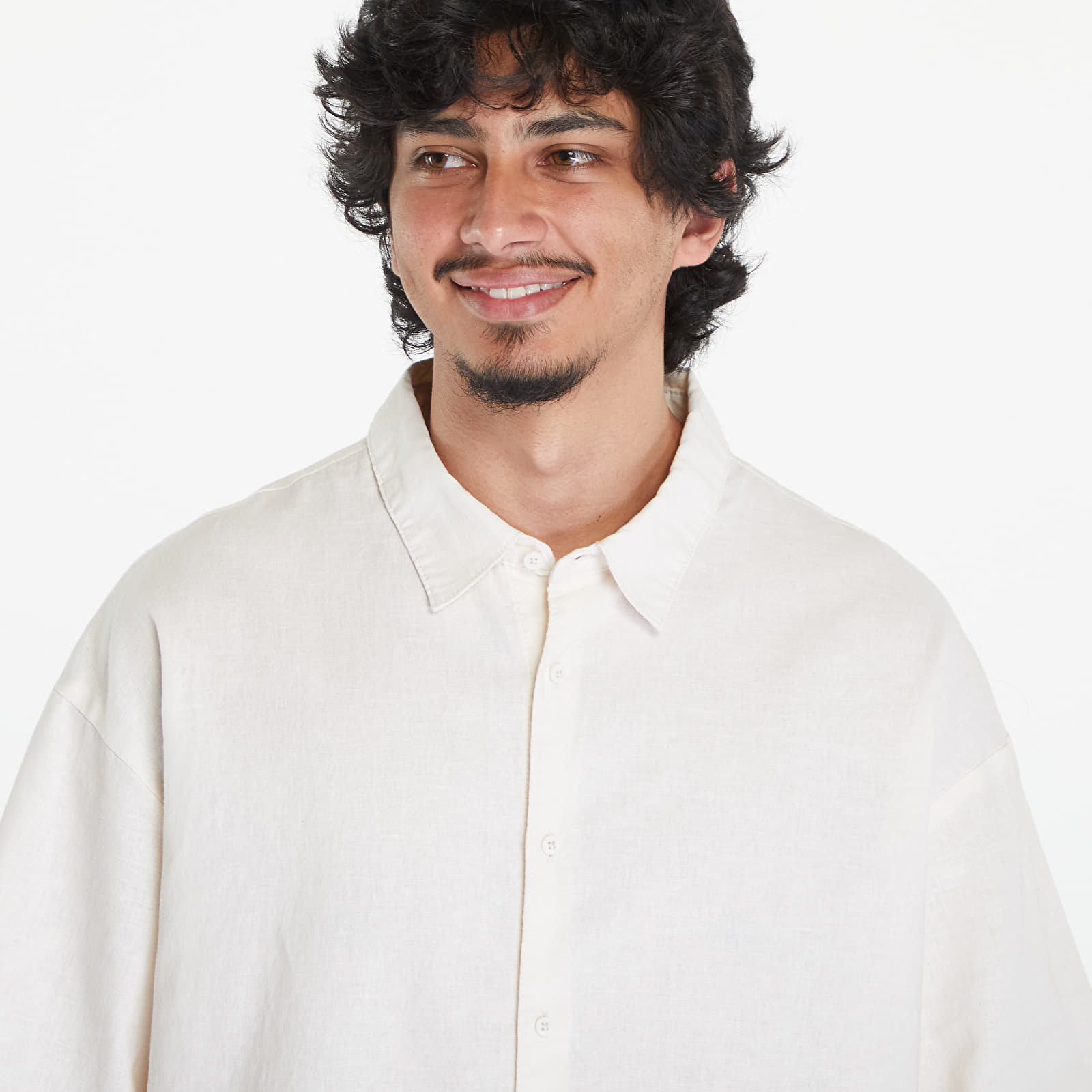 Hemden Urban Classics Boxy Cotton Linen Shirt White Sand