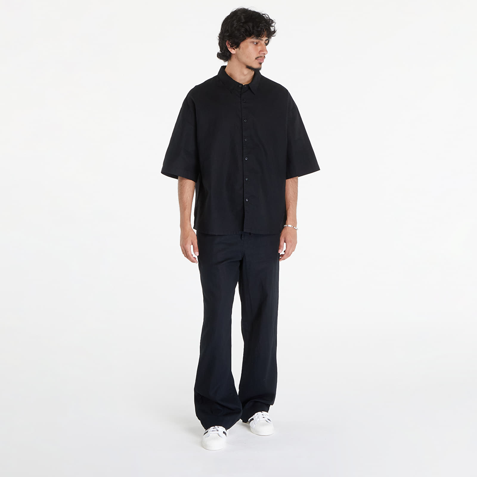 Hemden Urban Classics Boxy Cotton Linen Shirt Black