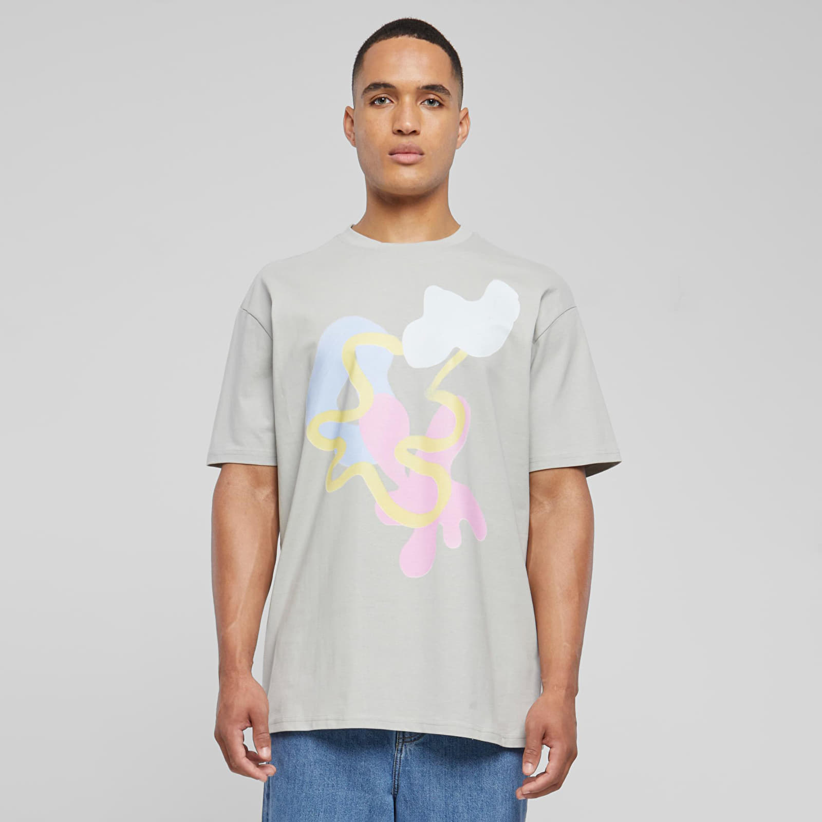 Trička Urban Classics Abstract Oversize Tee Light Asphalt
