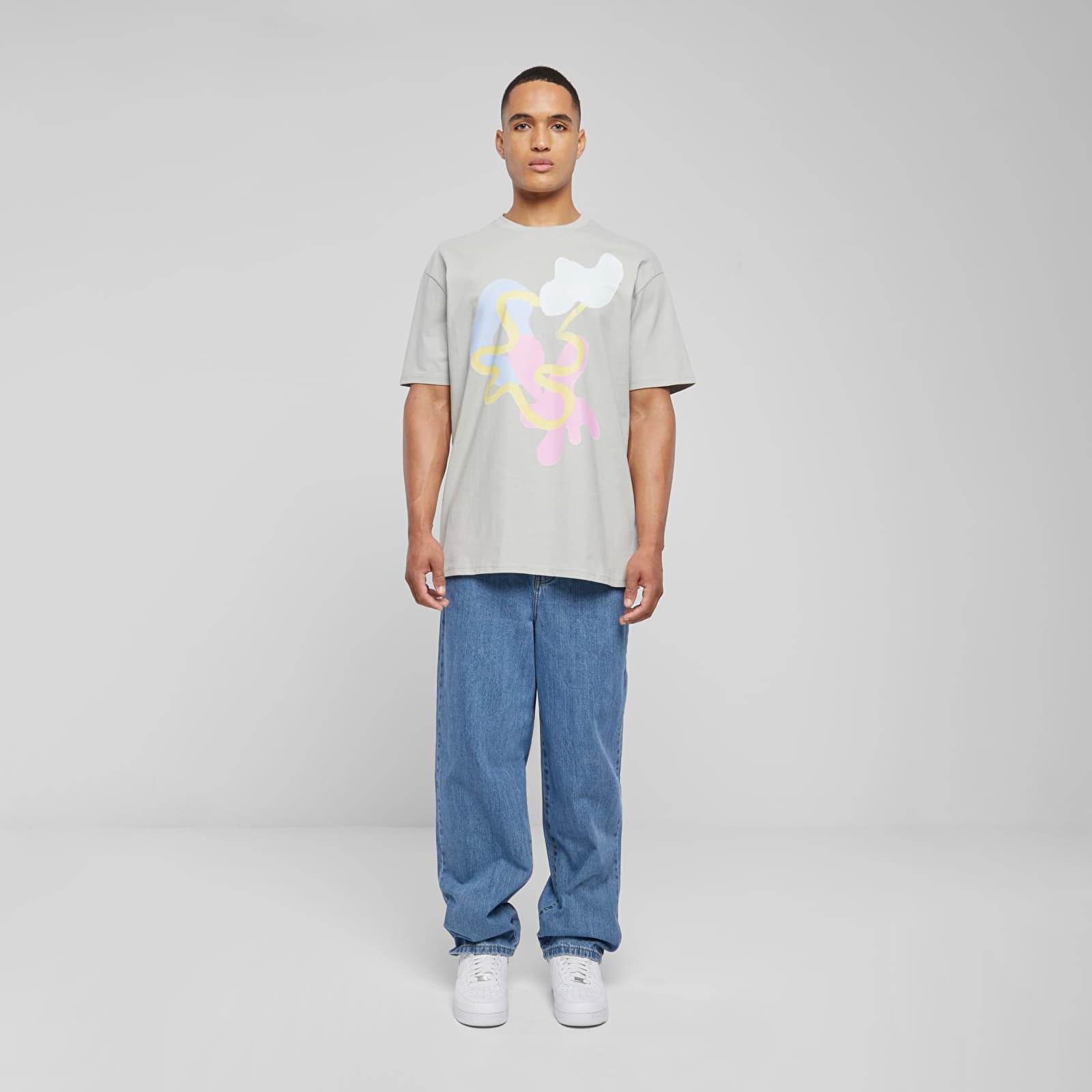 Trička Urban Classics Abstract Oversize Tee Light Asphalt