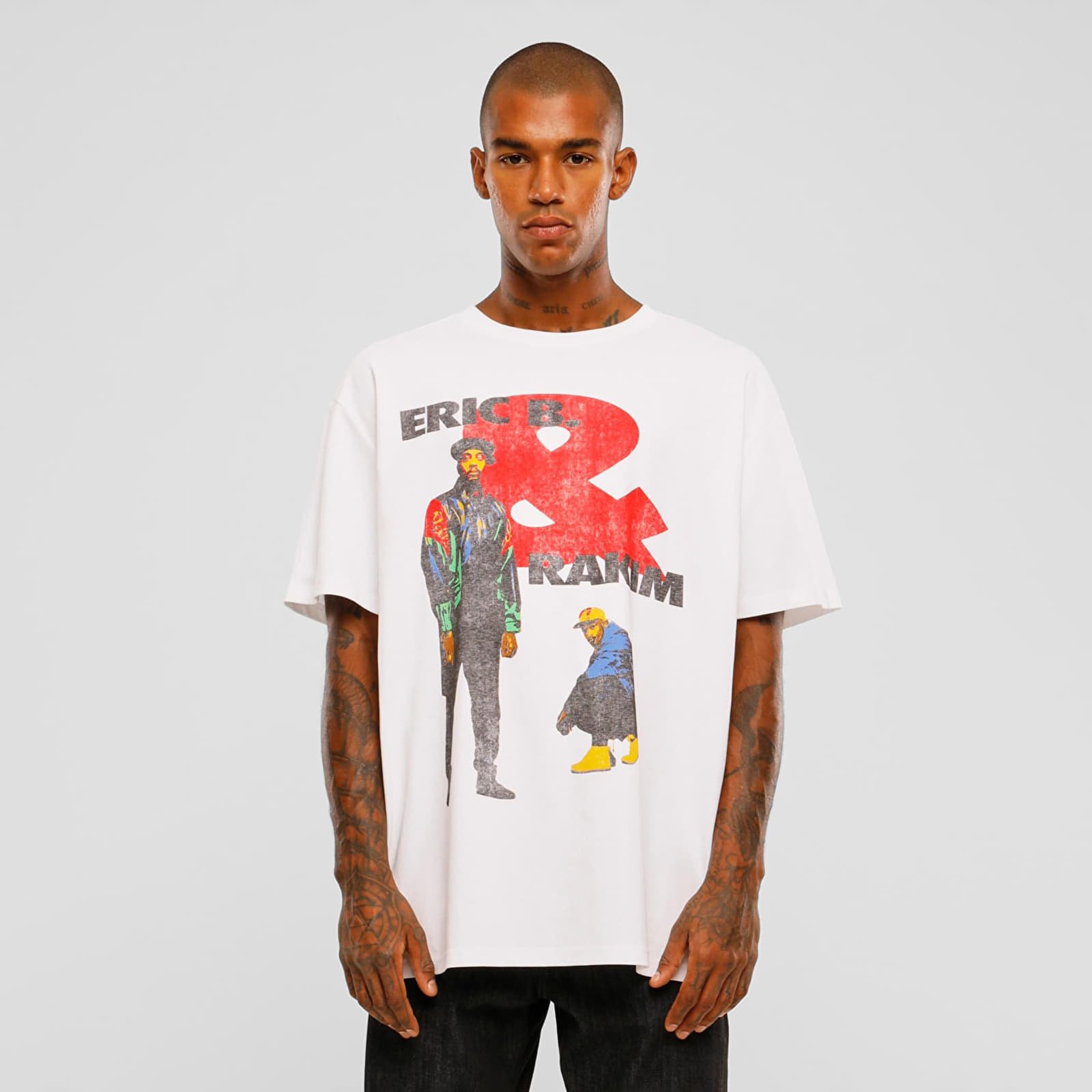 Μπλούζες Urban Classics Eric B & Rakim Sweat the Technique Oversize Tee White