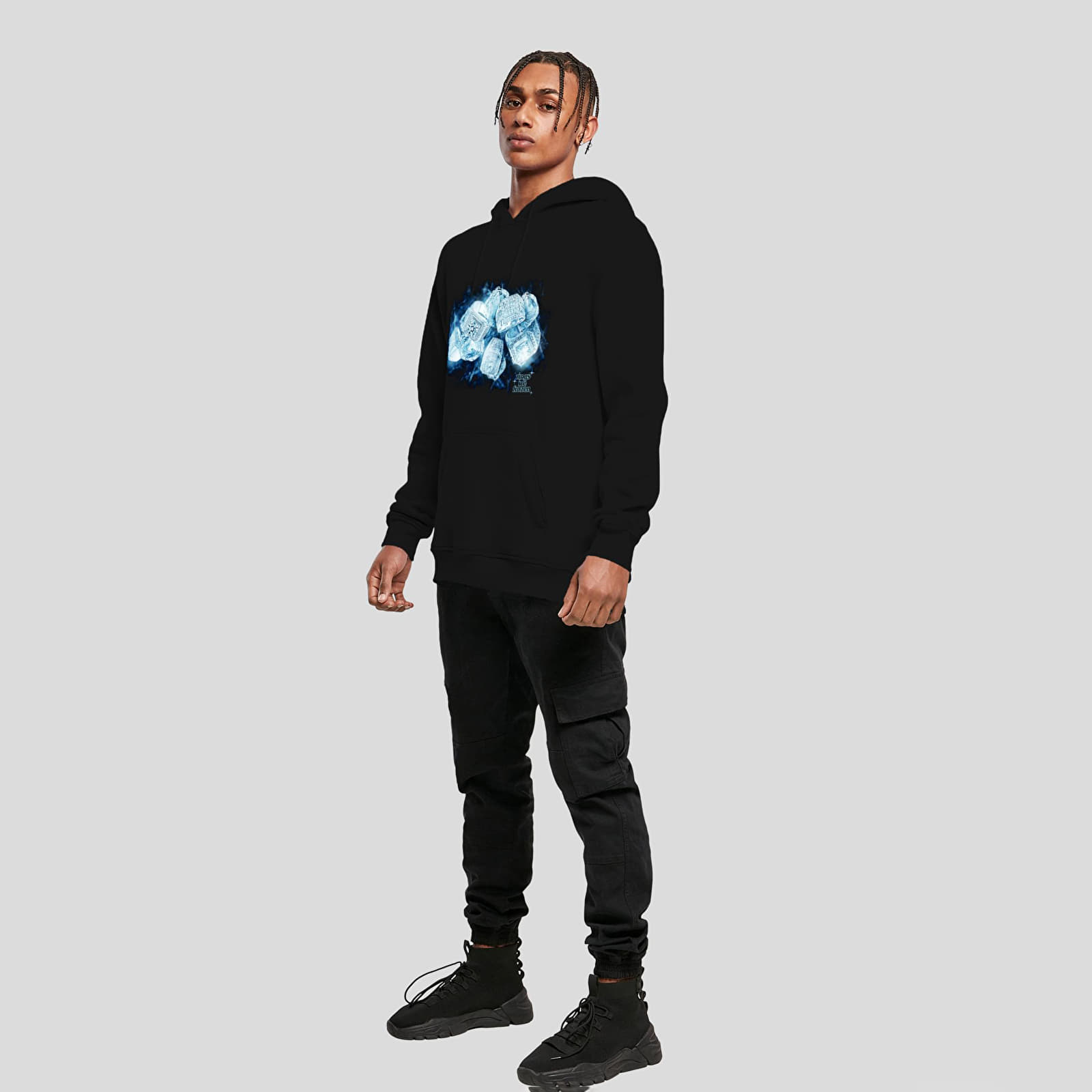 Dukserice Urban Classics Ice Rings Hoody Black
