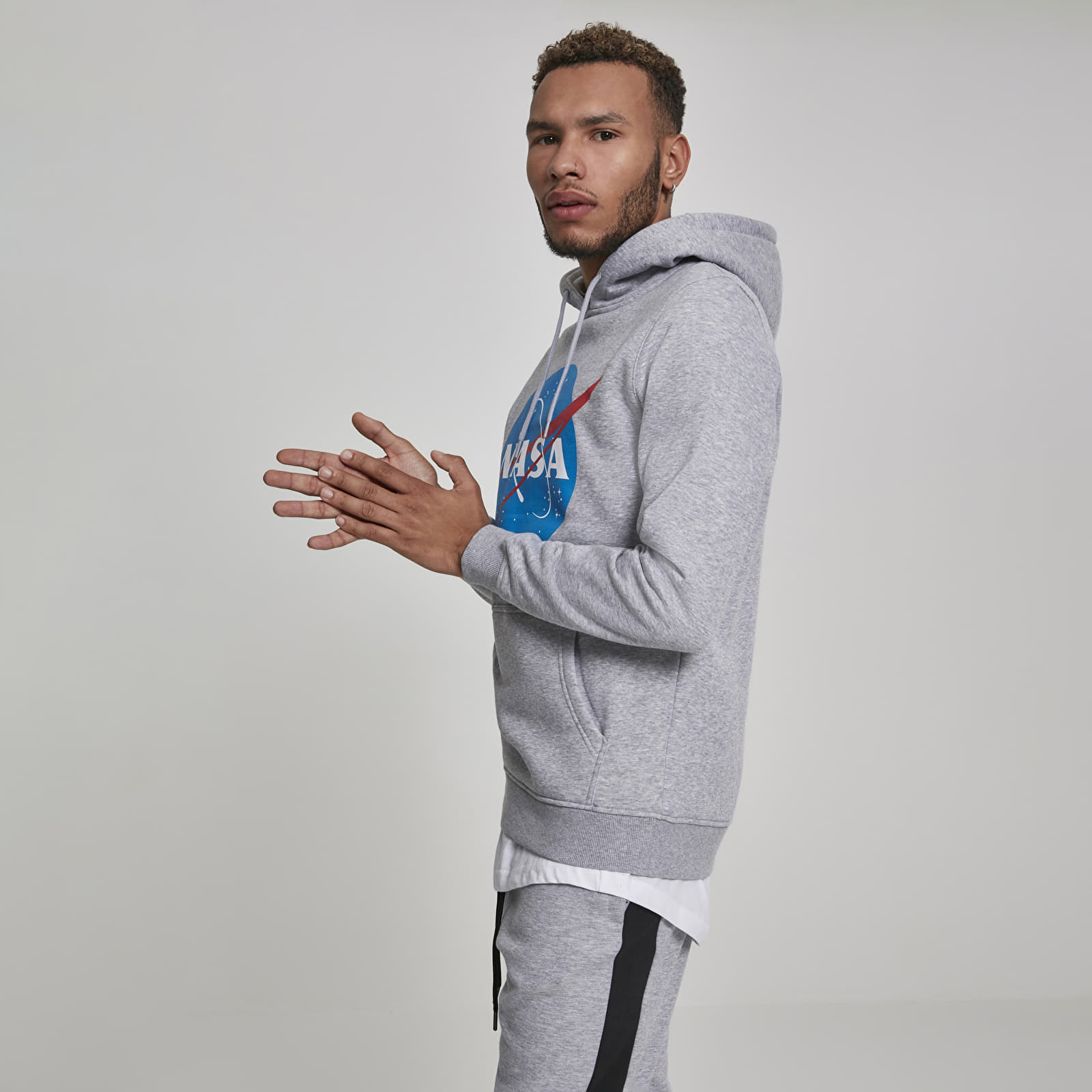 Dukserice Urban Classics NASA Hoody Heather Grey