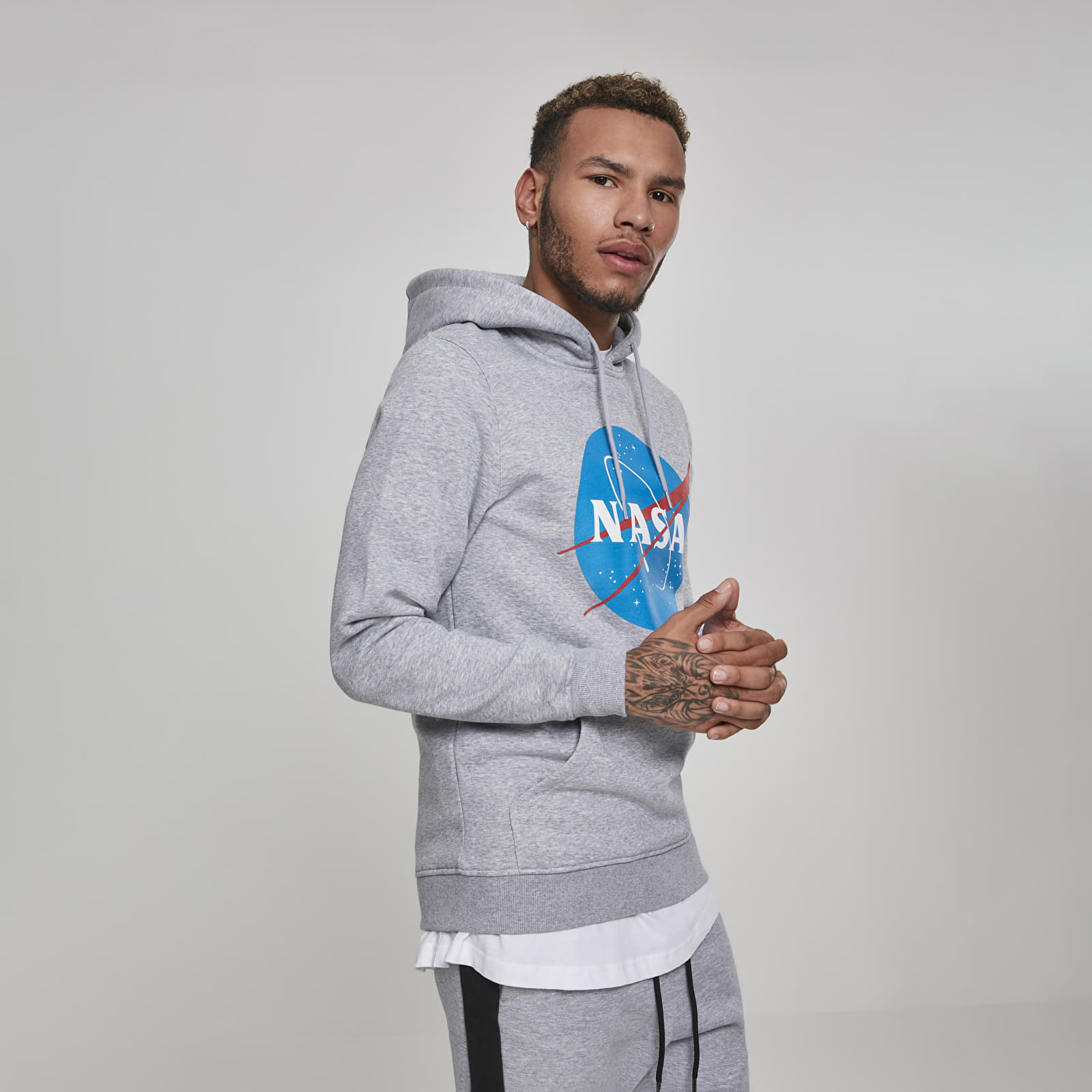 Dukserice Urban Classics NASA Hoody Heather Grey