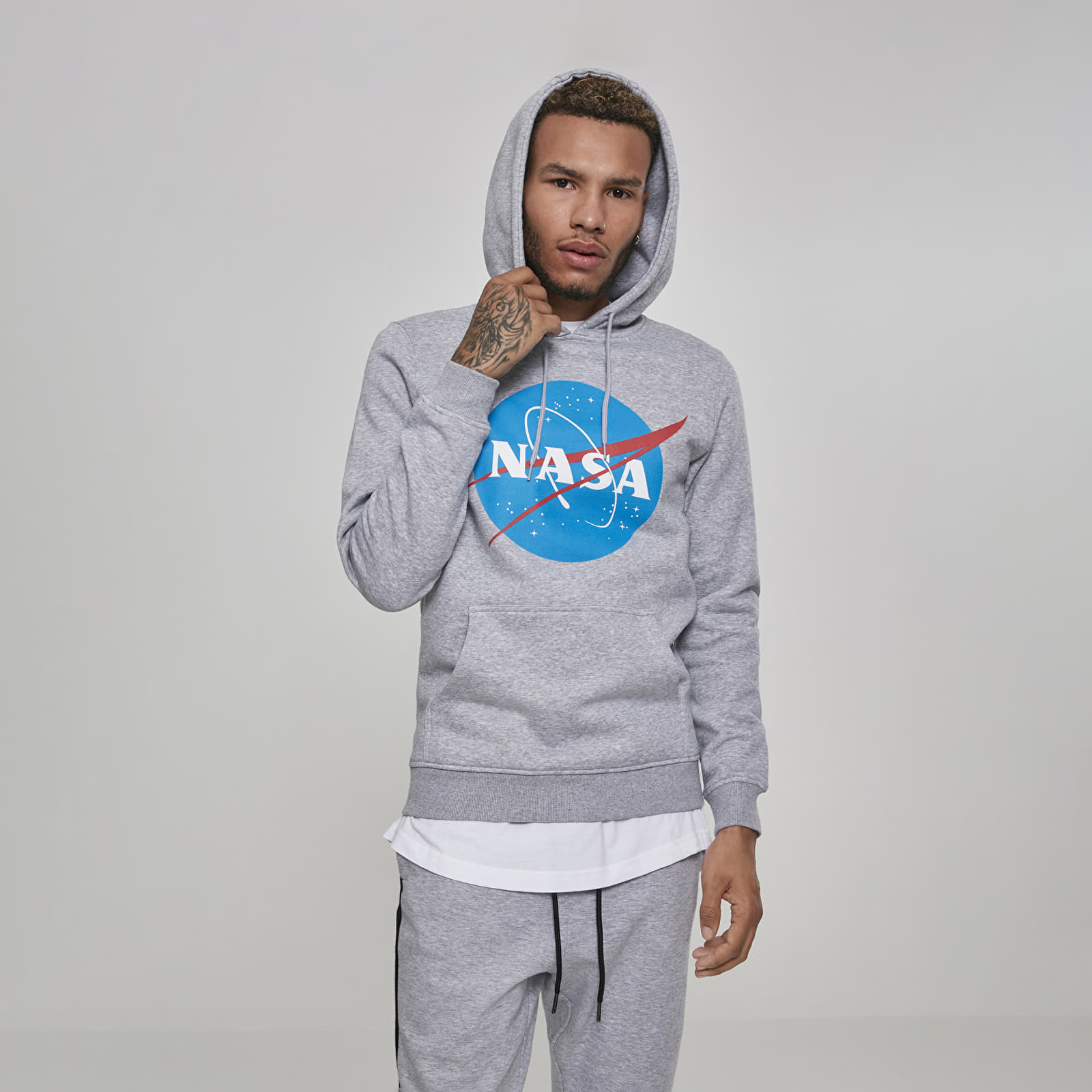 Dukserice Urban Classics NASA Hoody Heather Grey