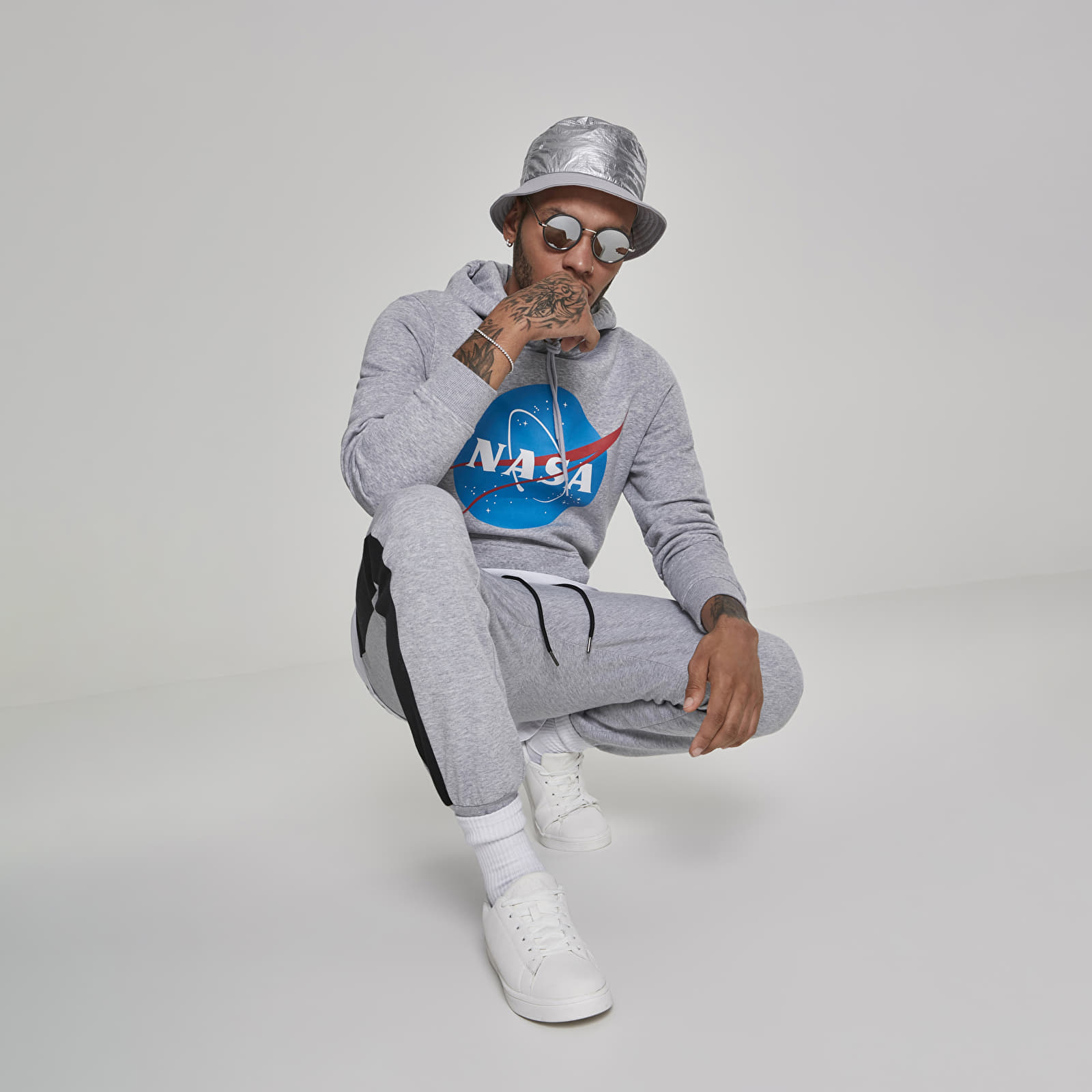 Dukserice Urban Classics NASA Hoody Heather Grey