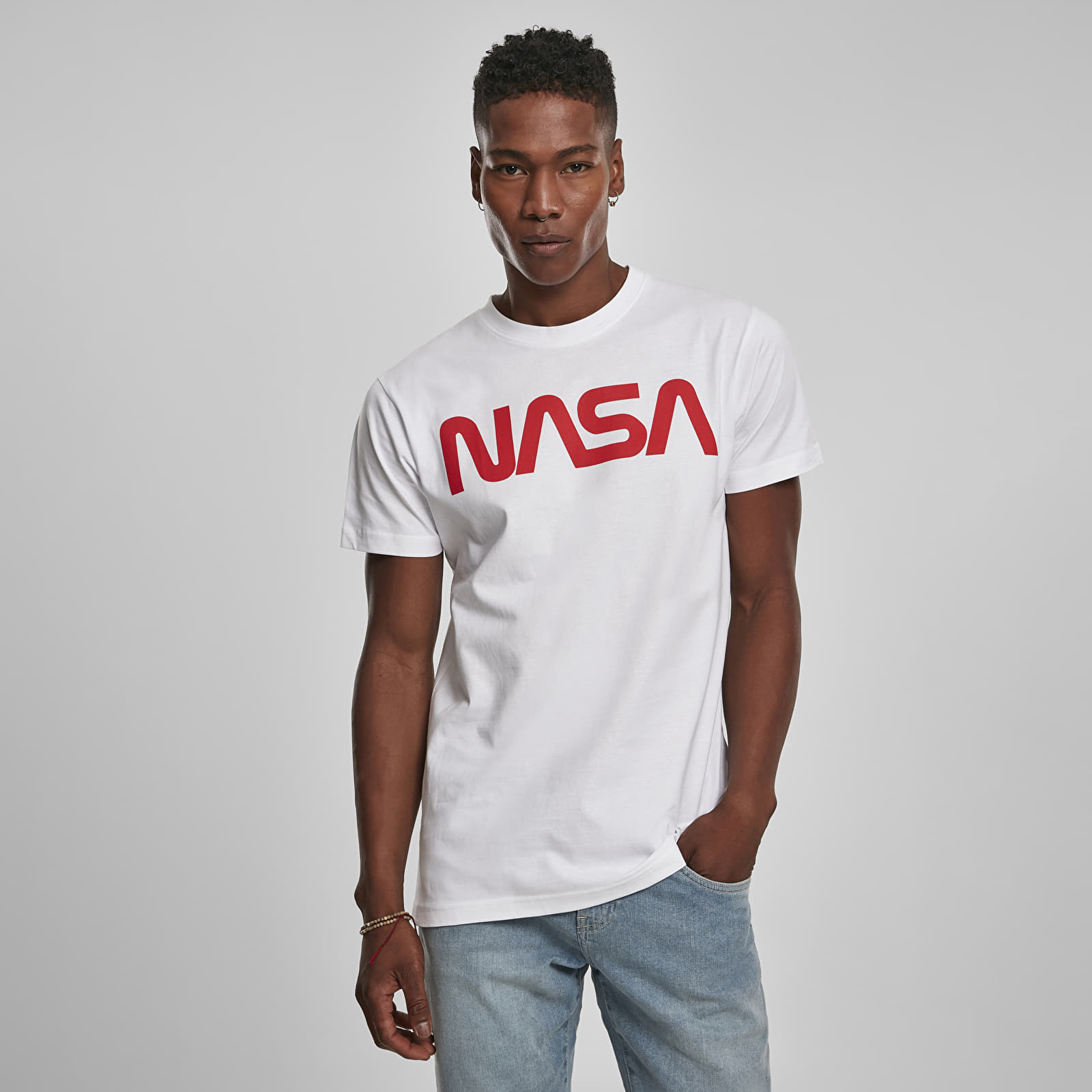 Trička Urban Classics NASA Worm Tee White
