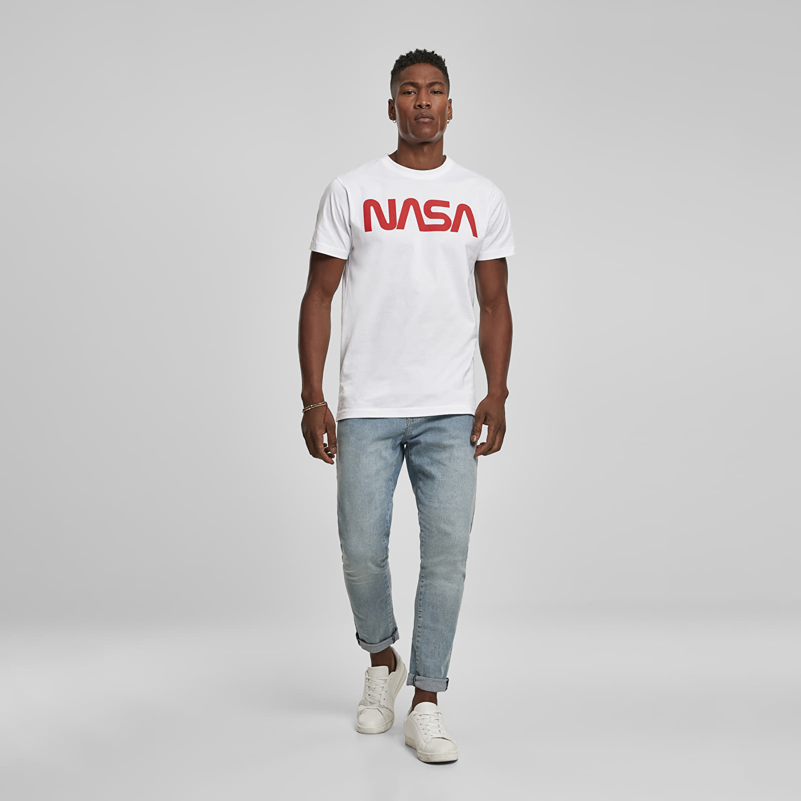 Trička Urban Classics NASA Worm Tee White