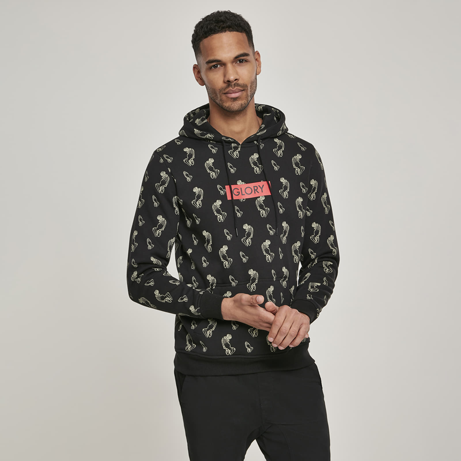 Sweatshirts Urban Classics Glory AOP Hoody Black