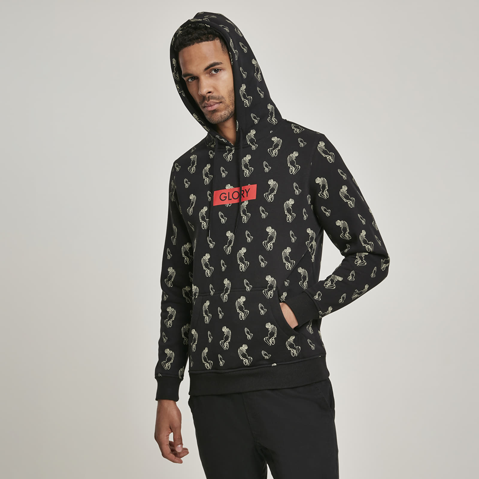 Sweatshirts Urban Classics Glory AOP Hoody Black