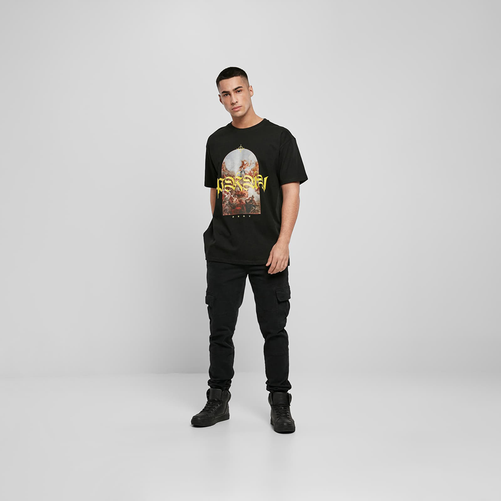Trička Urban Classics Pray Painting Oversize Tee Black