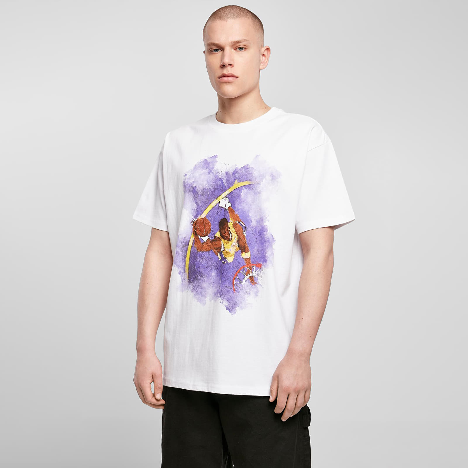 Tričko Urban Classics Basketball Clouds 2.0 Oversize Tee White M