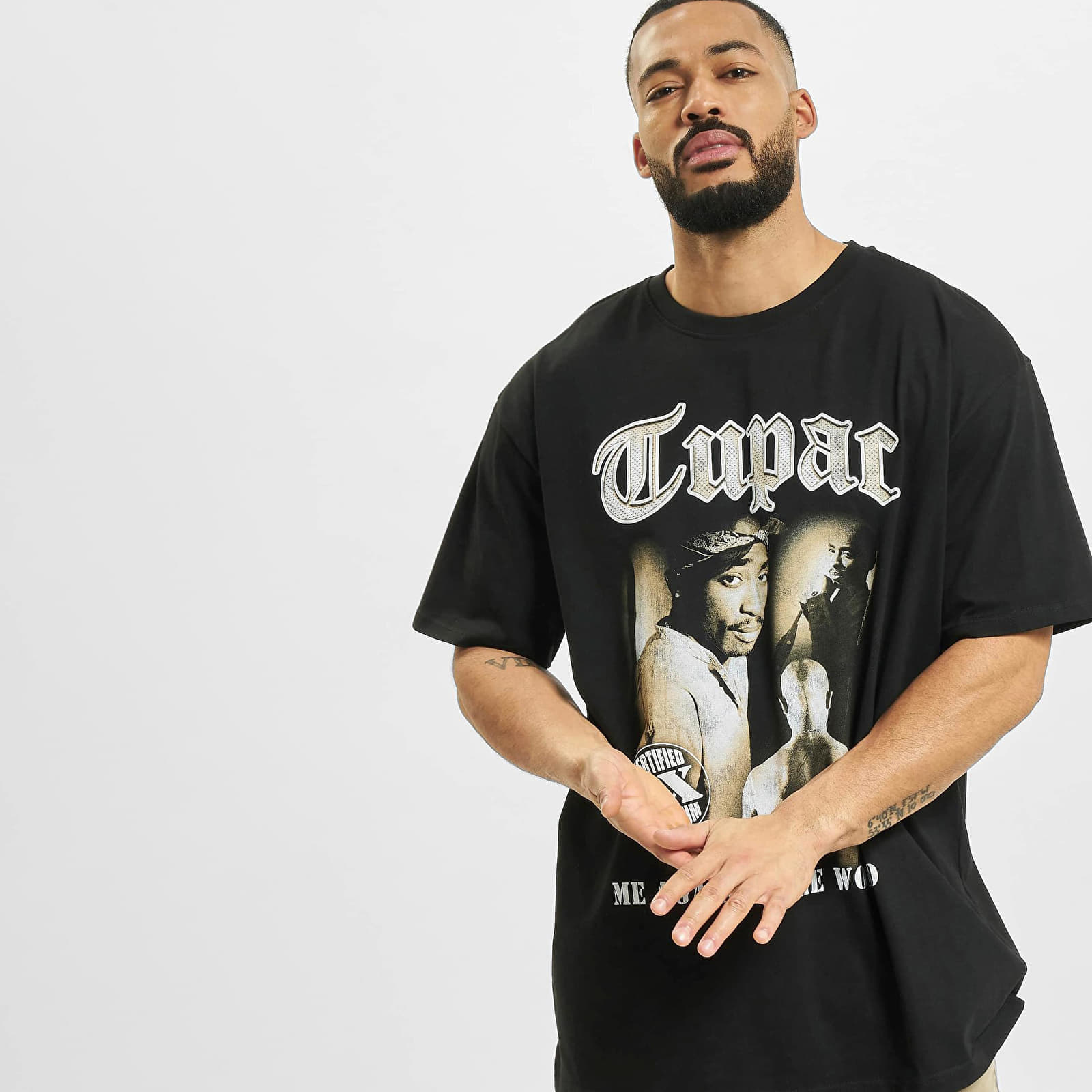 Urban Classics Tupac MATW Sepia Oversize Tee černé