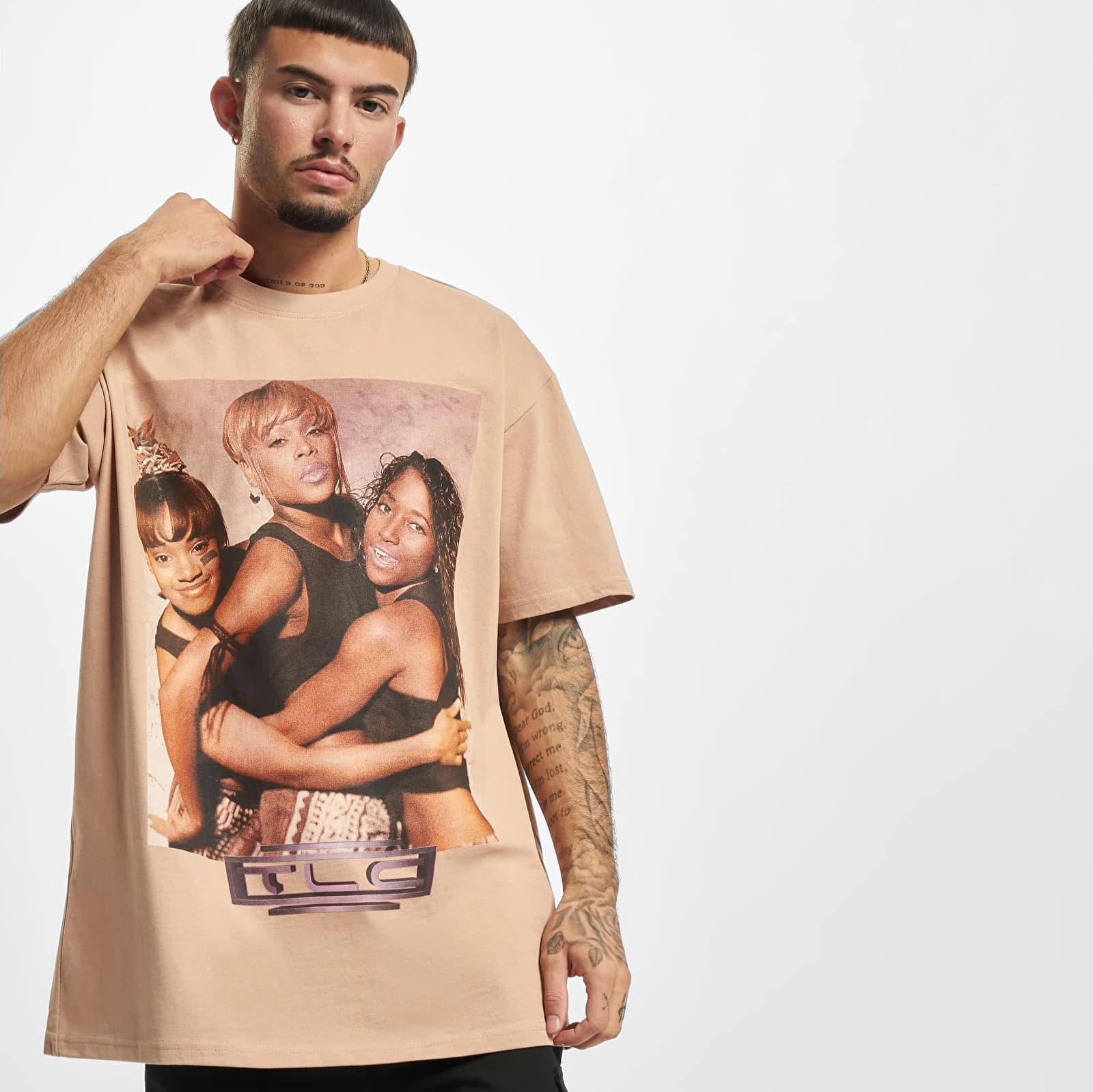 T-shirts Urban Classics TLC Group Logo Oversize Tee Beige