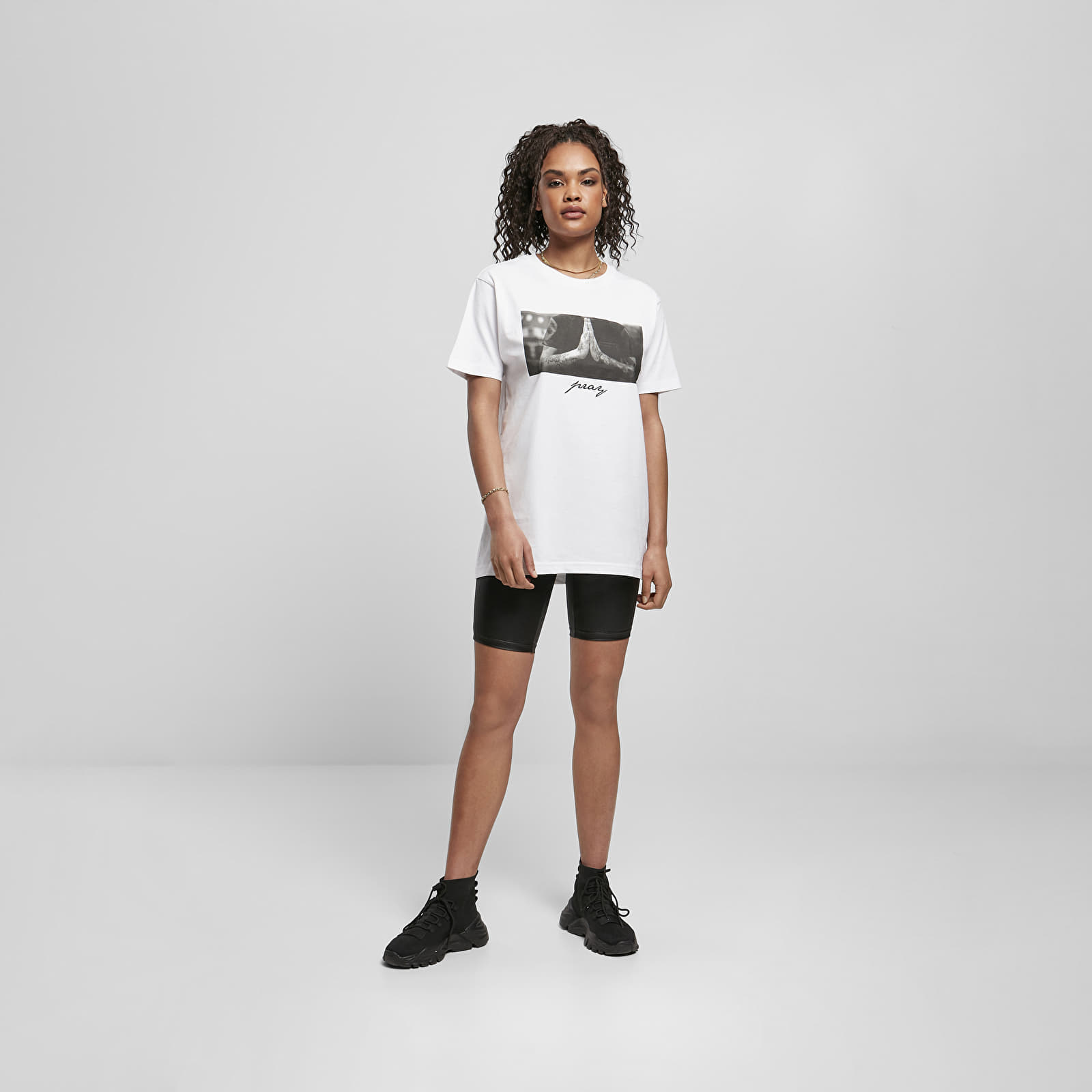 Trička Urban Classics Ladies Pray Tee White