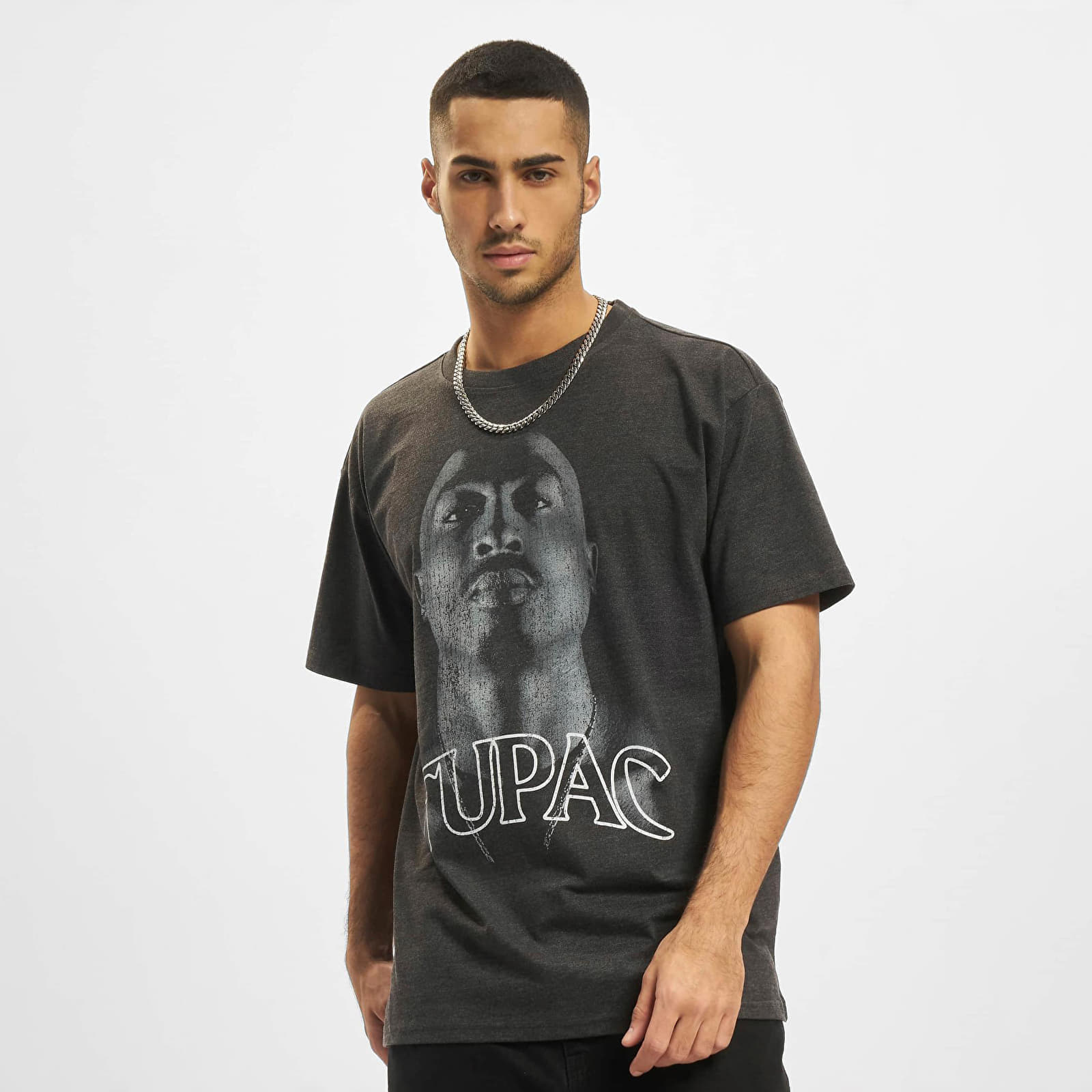 Tričko Urban Classics Tupac Up Oversize Tee Charcoal S