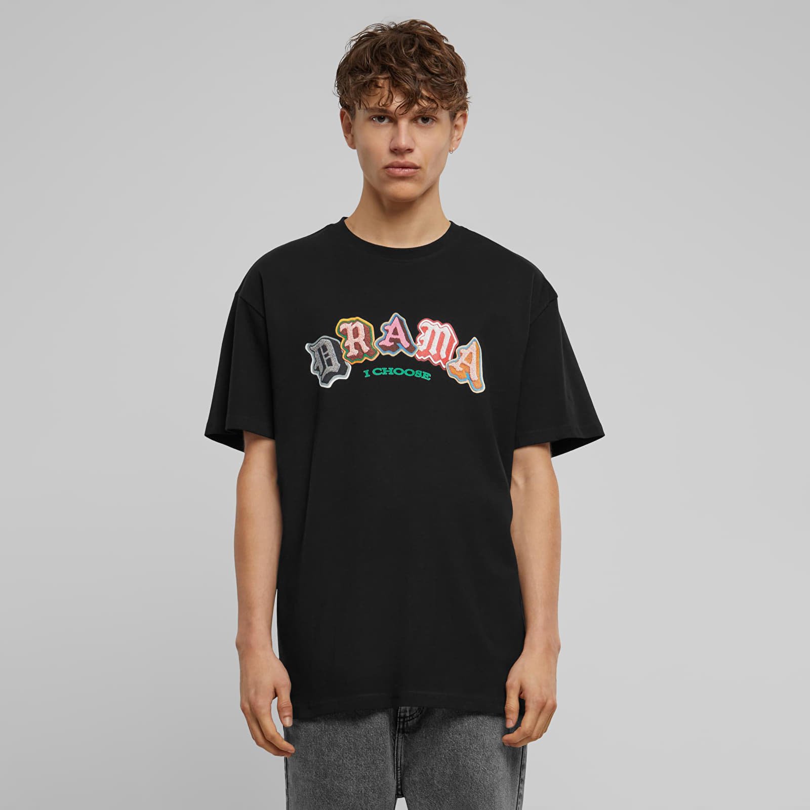 Trička Urban Classics Drama I choose Heavy Oversize Tee Black
