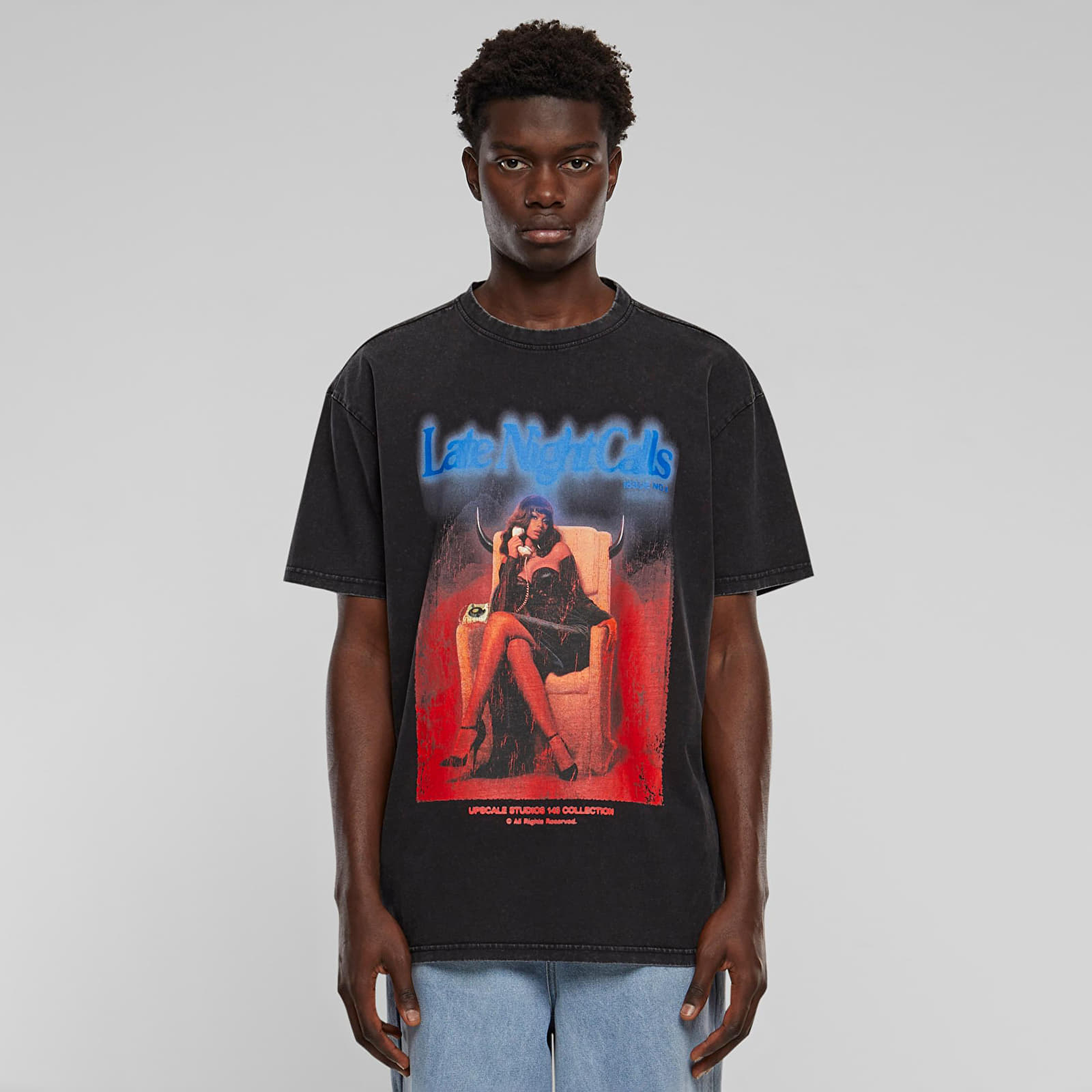 Tricouri Urban Classics Late Night Calls Acid Heavy Oversize Tee Black