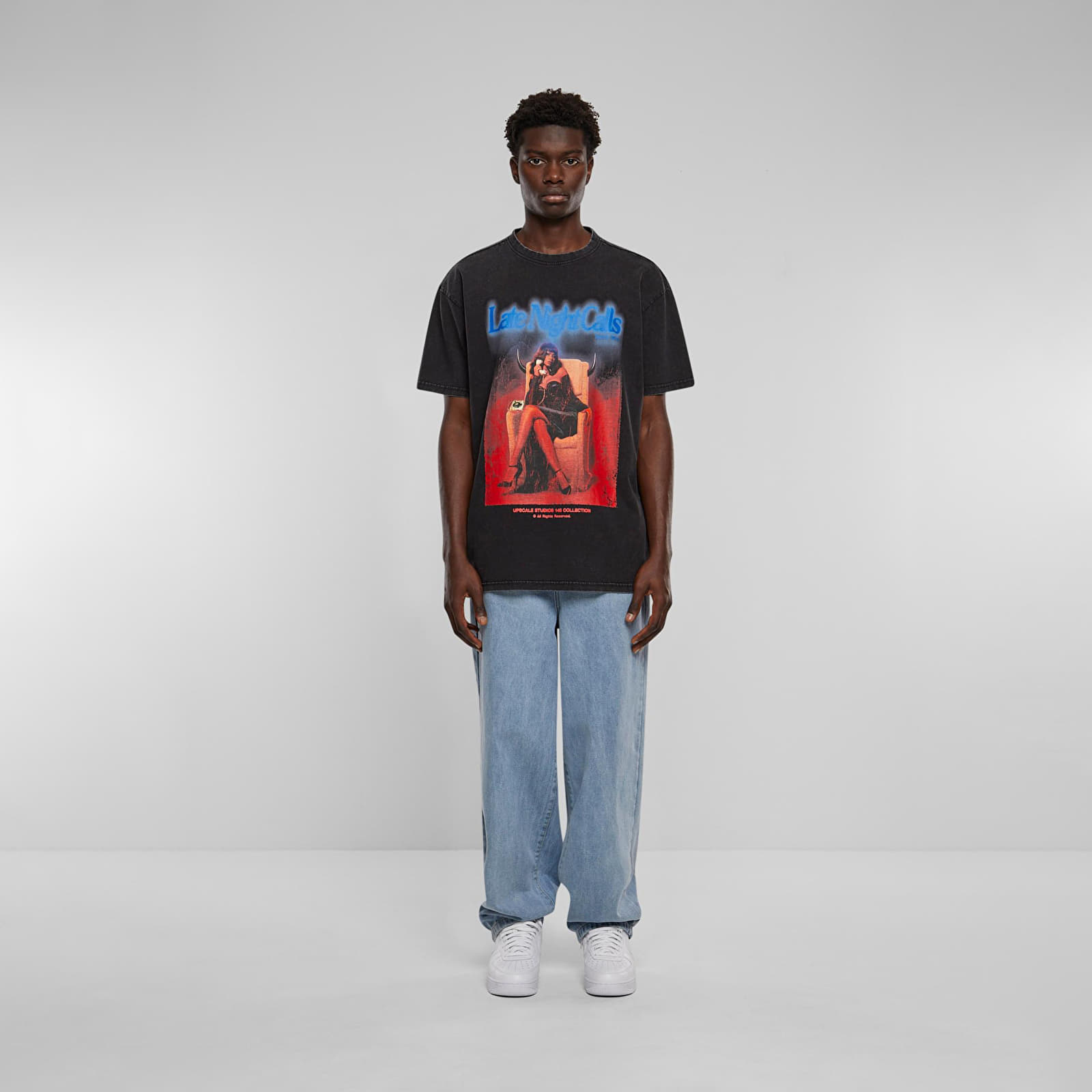 Tricouri Urban Classics Late Night Calls Acid Heavy Oversize Tee Black