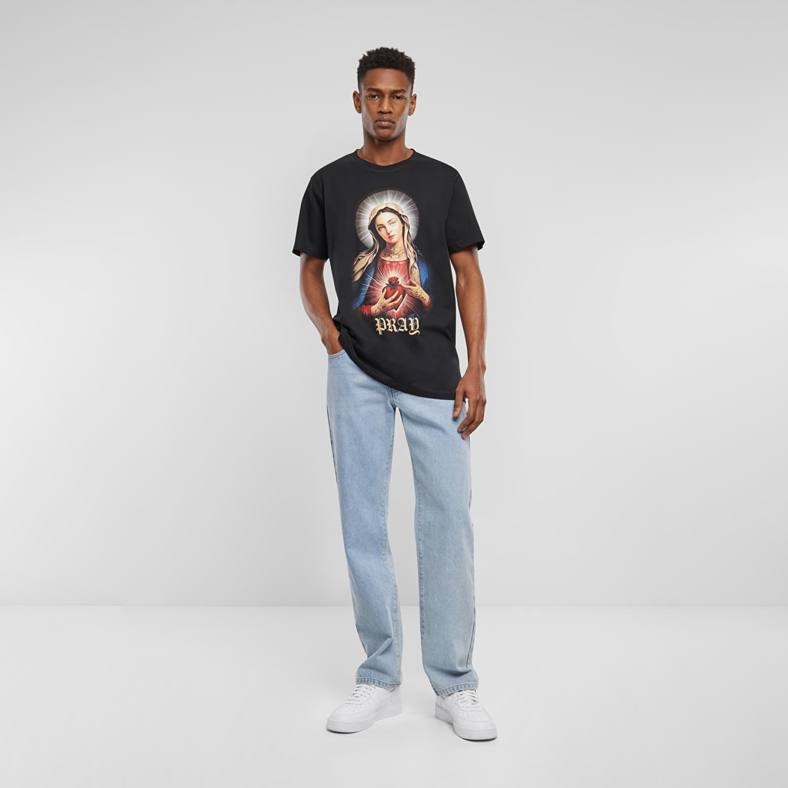 Trička Urban Classics Praying Mary Tee Black