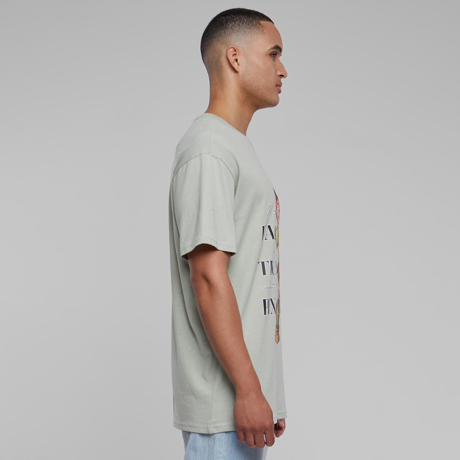 Футболки Urban Classics Disney 100 Peter Pan Faith and Trust Oversize Tee Soft Salvia