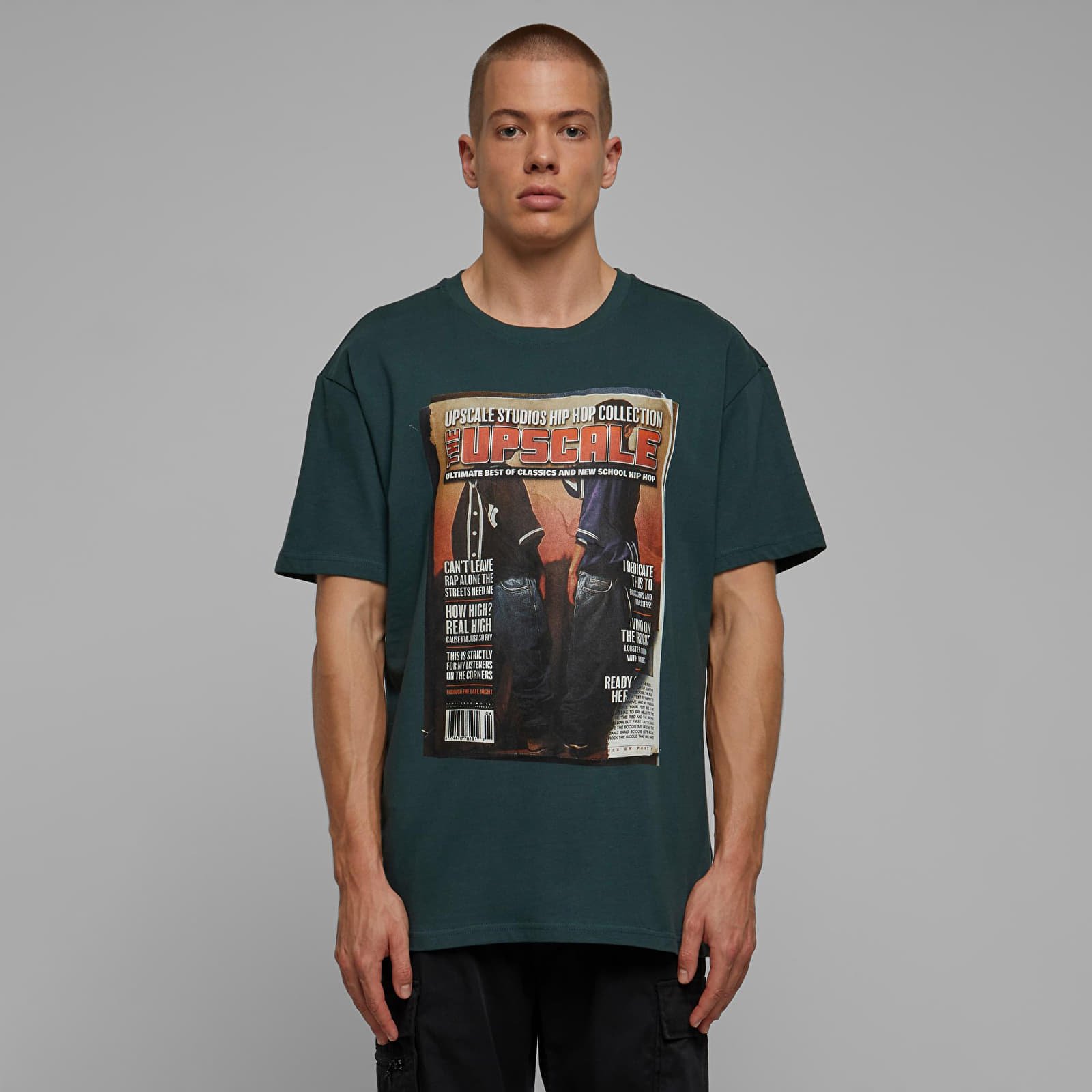 Magliette Urban Classics Upscale Magazine Oversize Tee Bottle Green