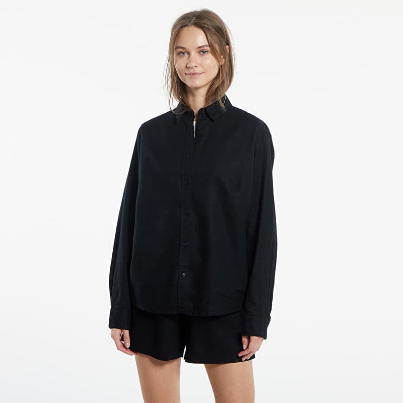 Urban Classics Ladies Linen Mixed Oversized Shirt Black