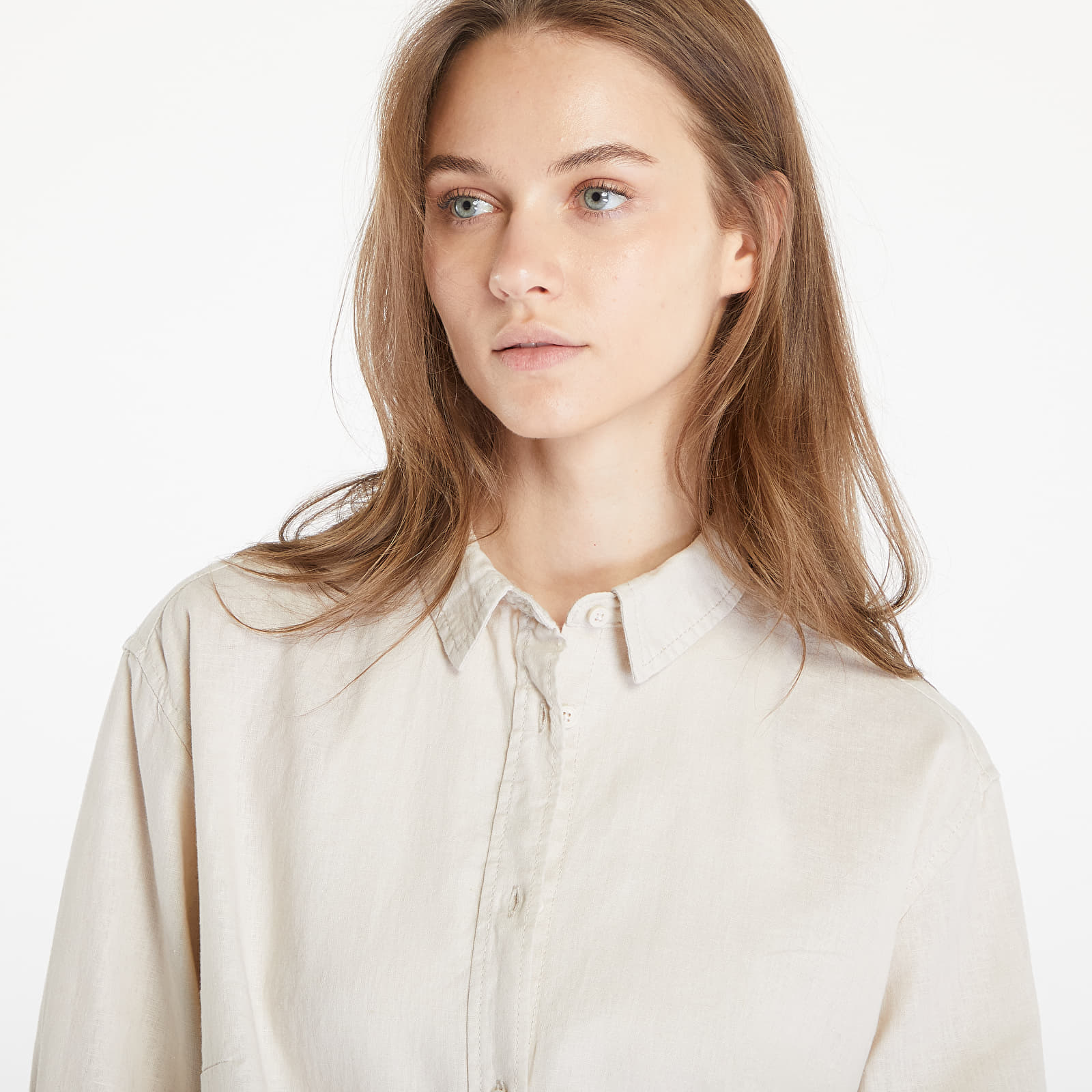 Chemises Urban Classics Ladies Linen Mixed Oversized Shirt Soft Seagrass