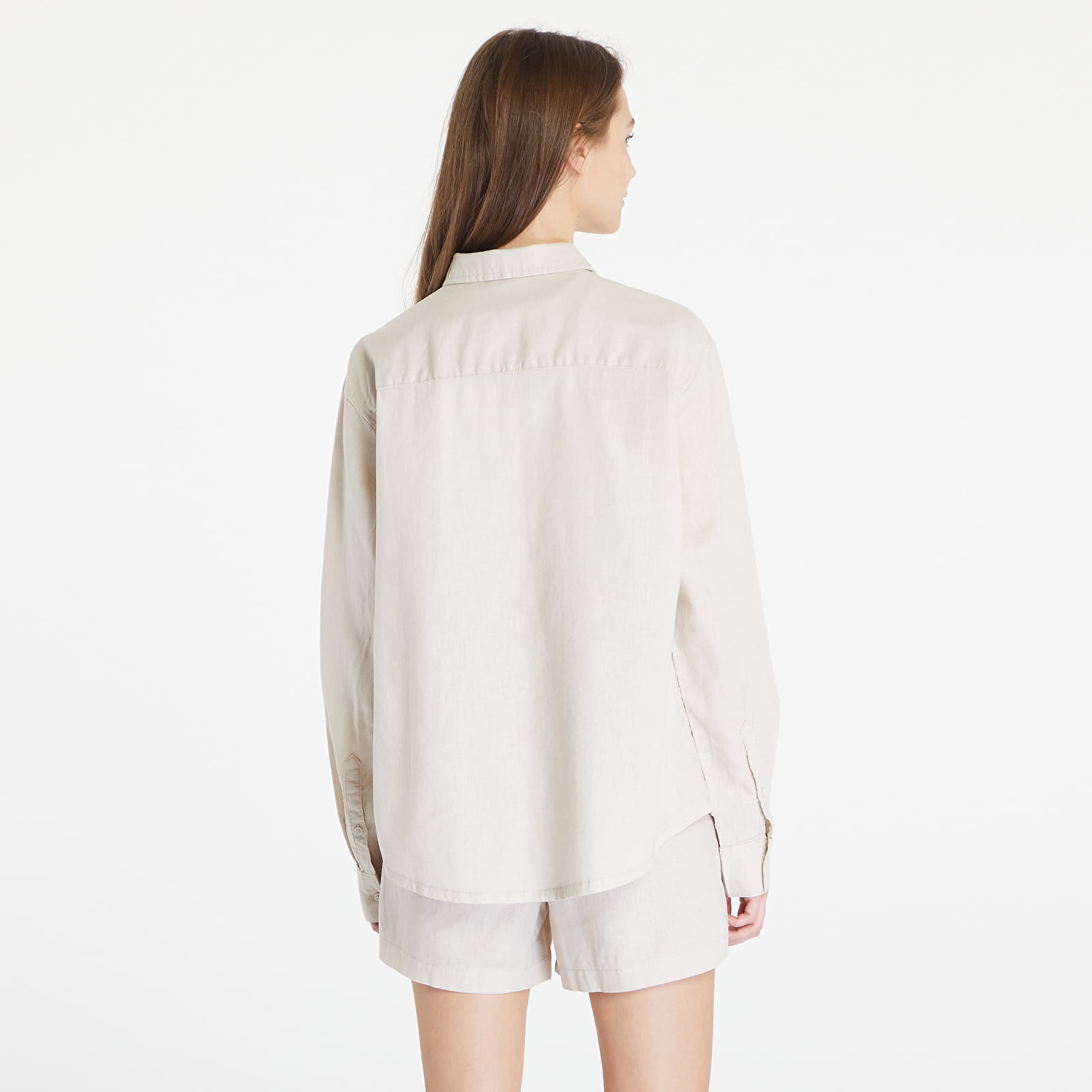 Chemises Urban Classics Ladies Linen Mixed Oversized Shirt Soft Seagrass