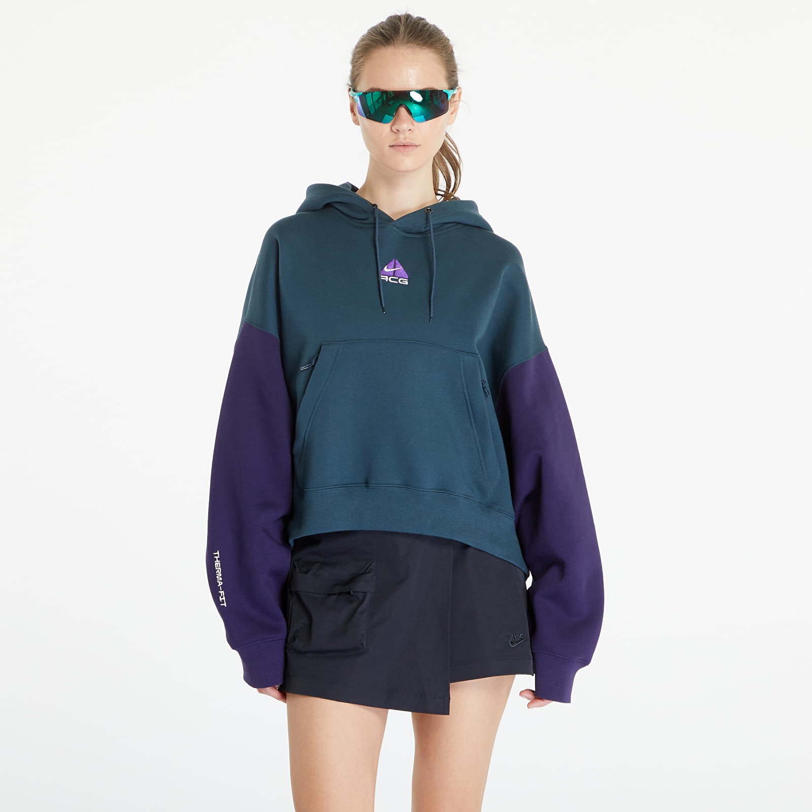 Hoodies and sweatshirts Nike ACG Therma-FIT Women's "Tuff Knit" Fleece Hoodie Deep Jungle/ Purple Ink/ Summit White