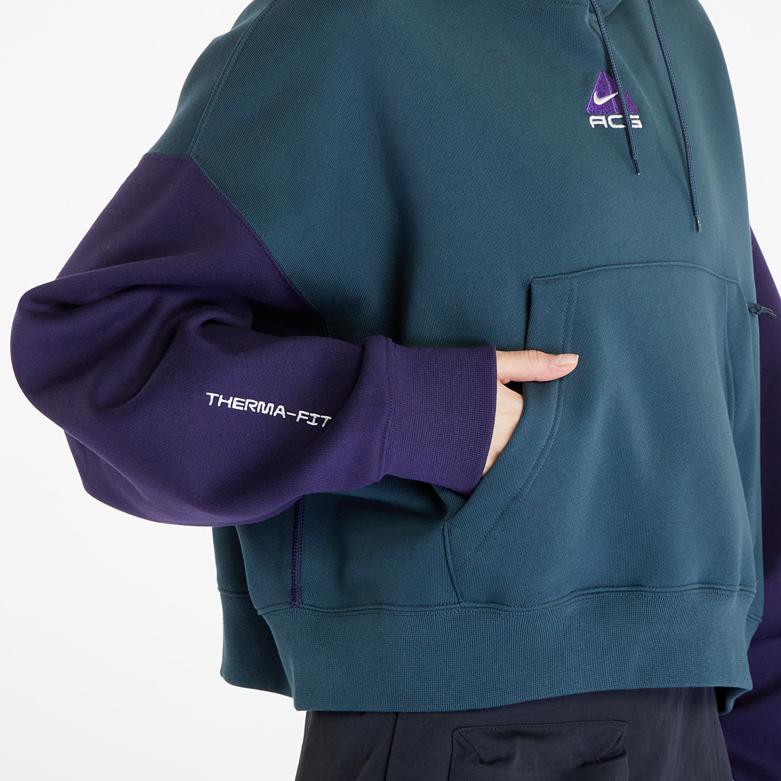 Hoodies and sweatshirts Nike ACG Therma-FIT Women's "Tuff Knit" Fleece Hoodie Deep Jungle/ Purple Ink/ Summit White