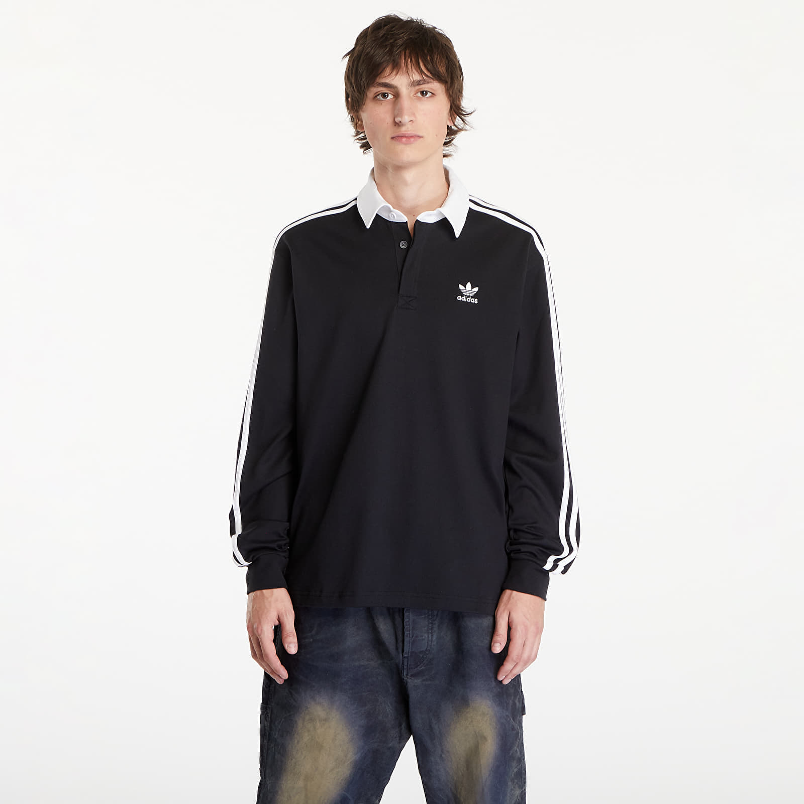 Póló adidas Adicolor Rugby Polo Shirt Black L akciós termékkép 1