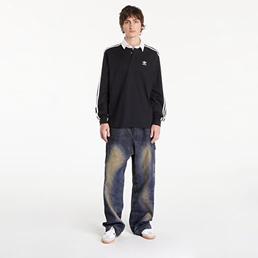 adidas Adicolor Rugby Polo Shirt Black | Queens