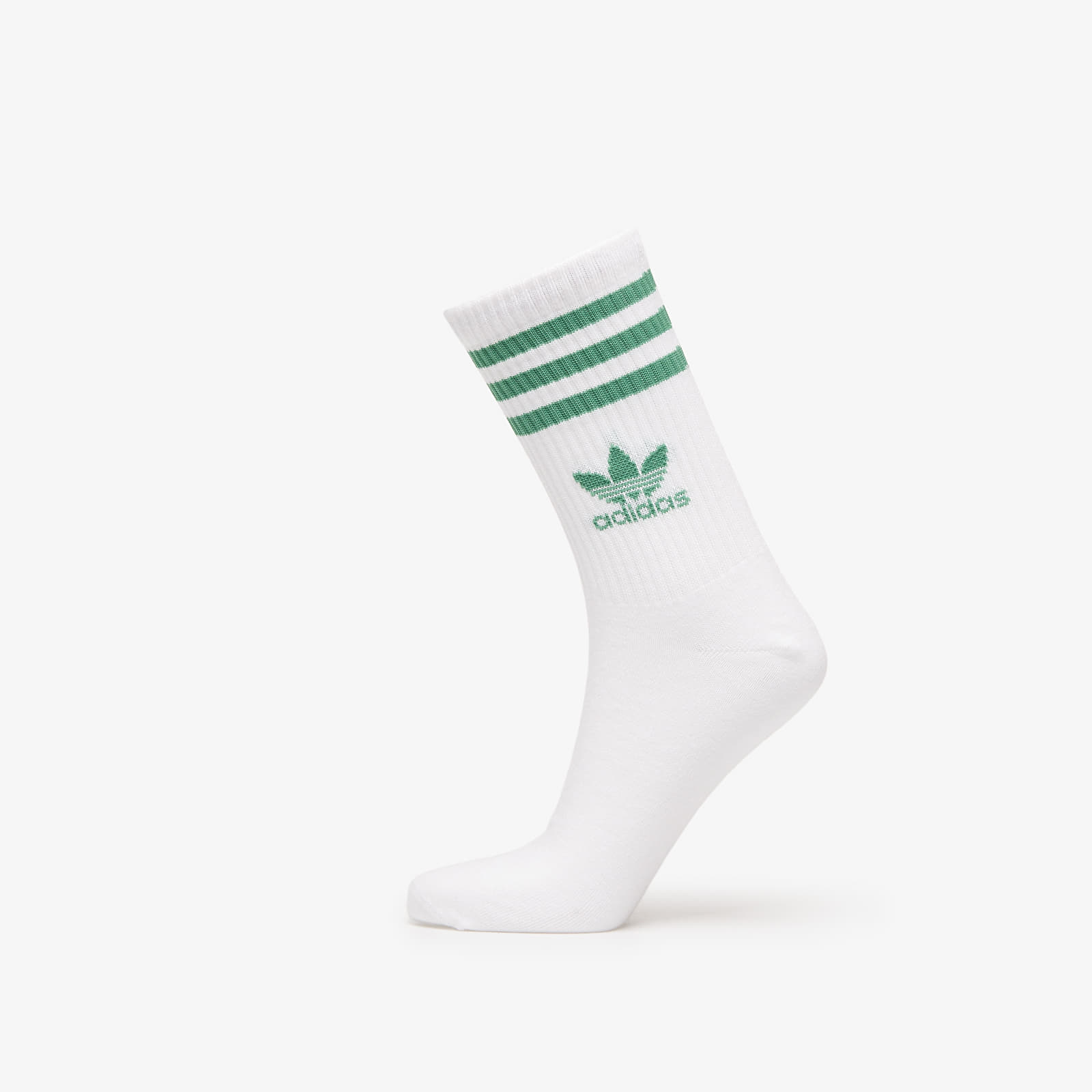 Calcetines para hombre adidas Mid Cut Crew Sock 3-Pack White/ Preloved Green/ Mgh Solid Grey