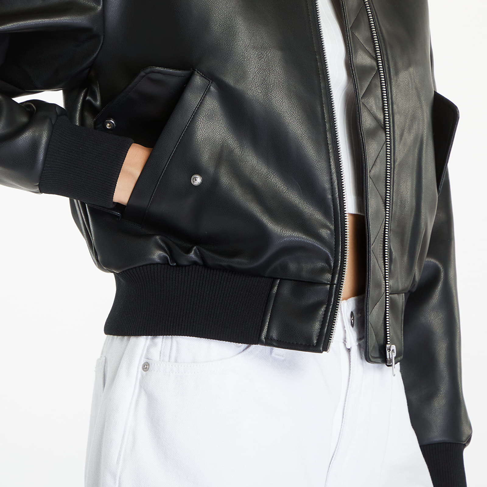 Chaquetas de mujer Calvin Klein Jeans Faux Leather Bomber Jacket Black