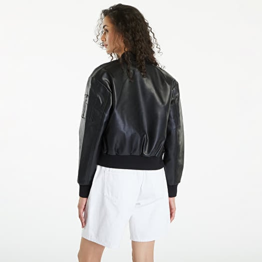 Calvin klein faux leather bomber jacket cheap