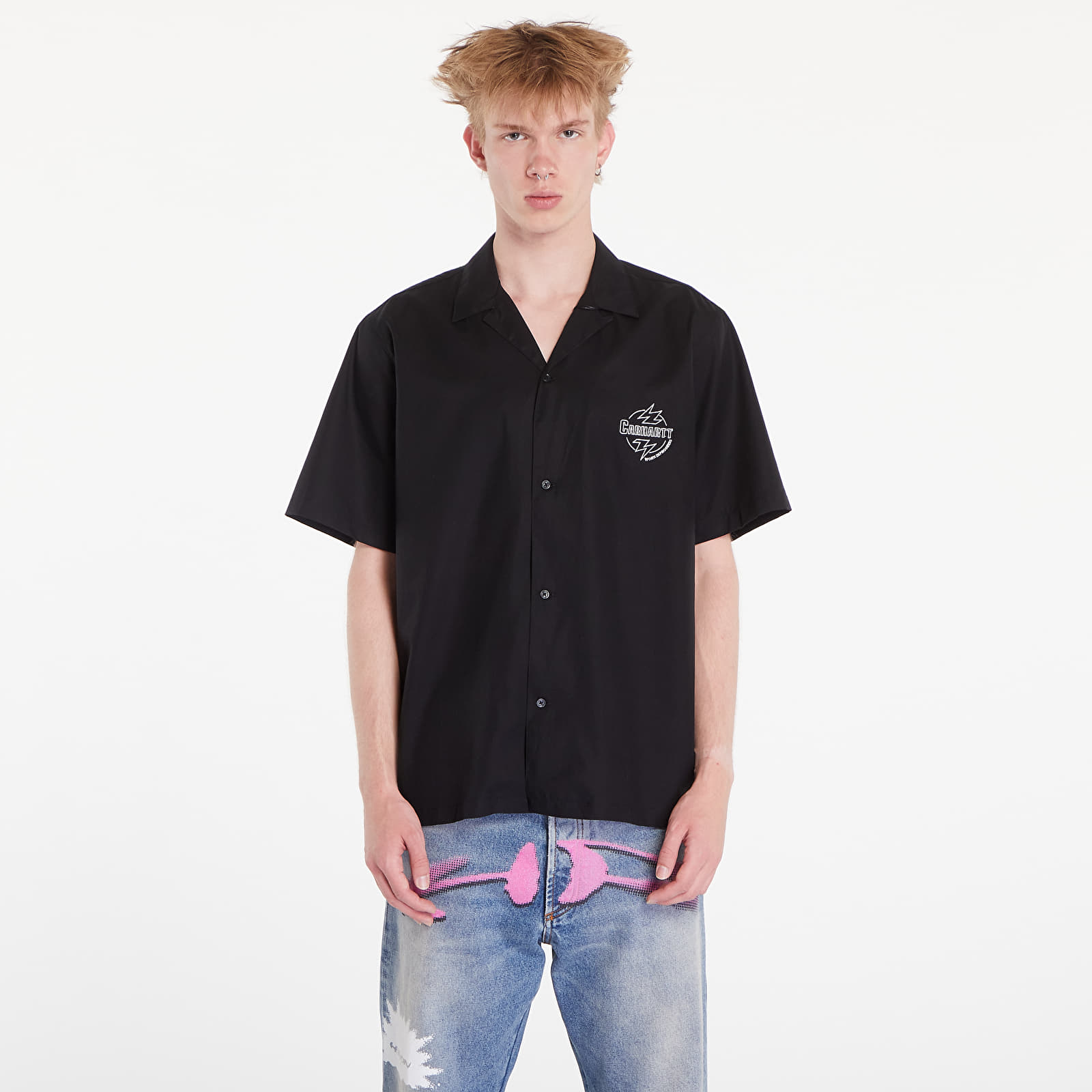 Camisas para hombre Carhartt WIP Ablaze Short Sleeve Shirt UNISEX Black/ Wax