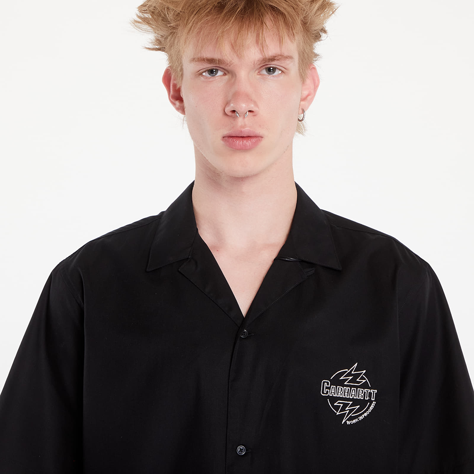Camisas para hombre Carhartt WIP Ablaze Short Sleeve Shirt UNISEX Black/ Wax