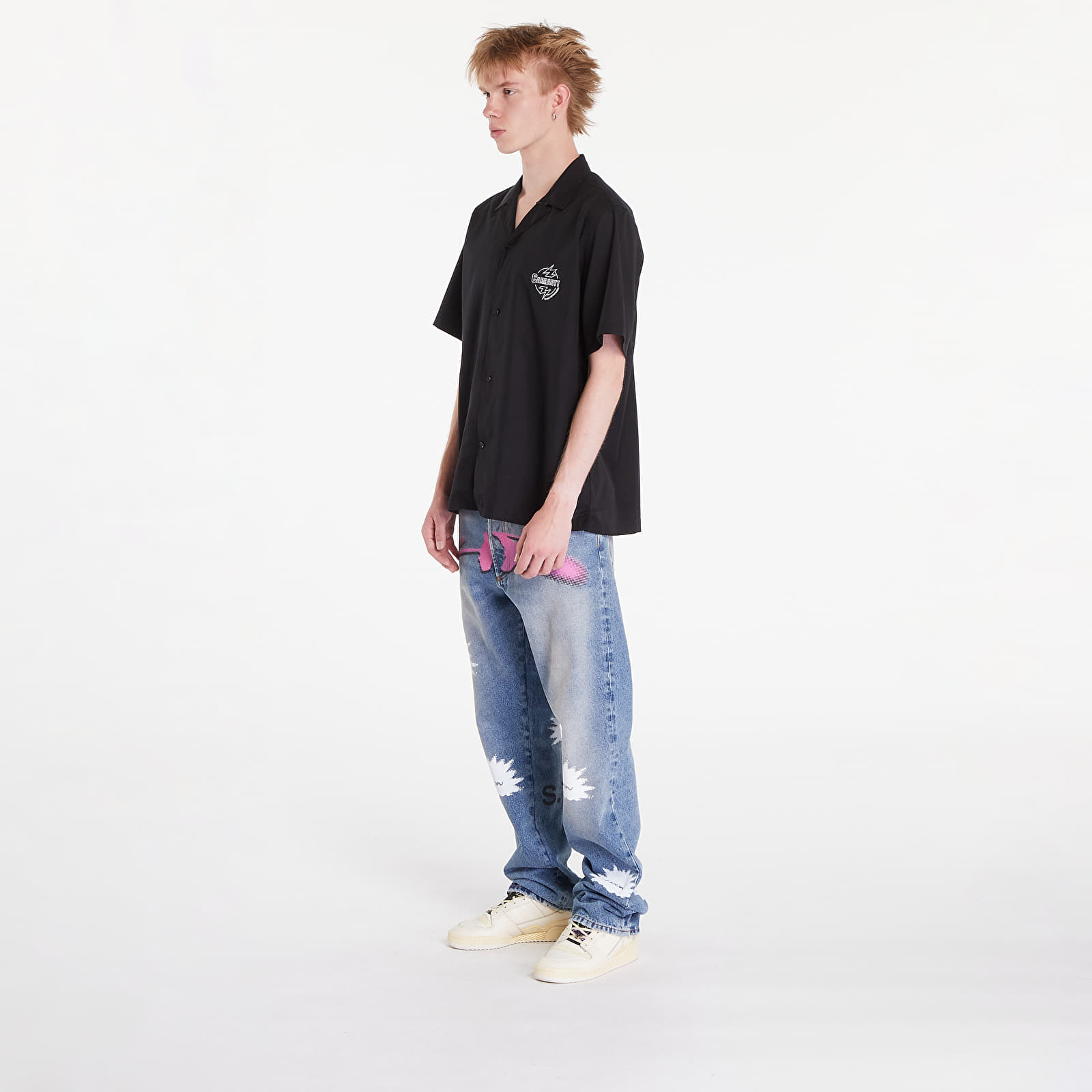 Camisas para hombre Carhartt WIP Ablaze Short Sleeve Shirt UNISEX Black/ Wax